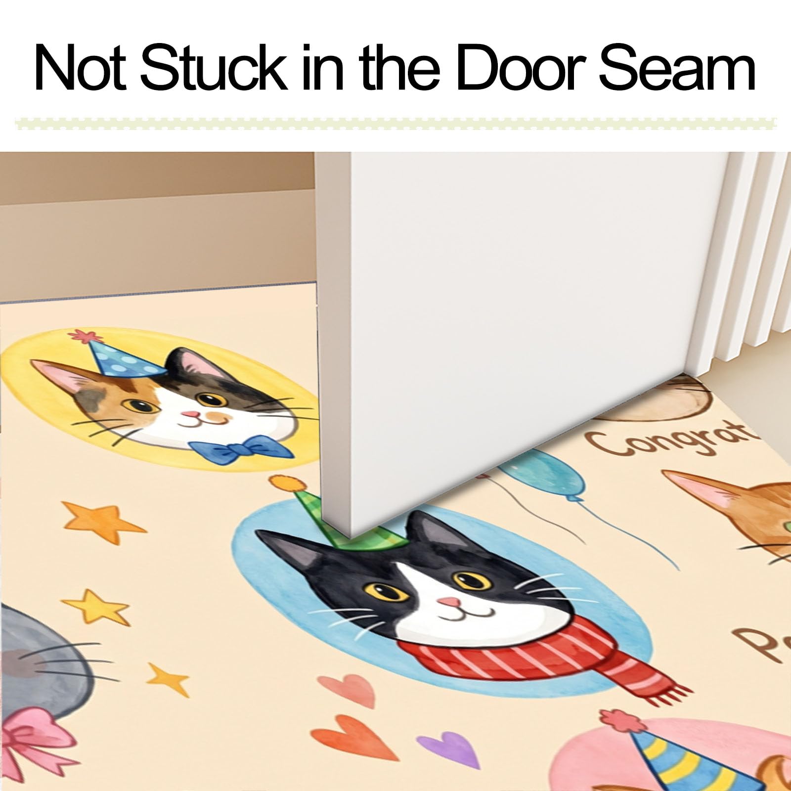 Felpudo Entrada Casa Gato Fiestero 80x120cm | Alfombra de Puerta Cara De Gato De Dibujos Animados, Felpudo de Bienvenida, Antideslizante, Alfombra Decorativa de Perfil bajo para Pasillo y Sala