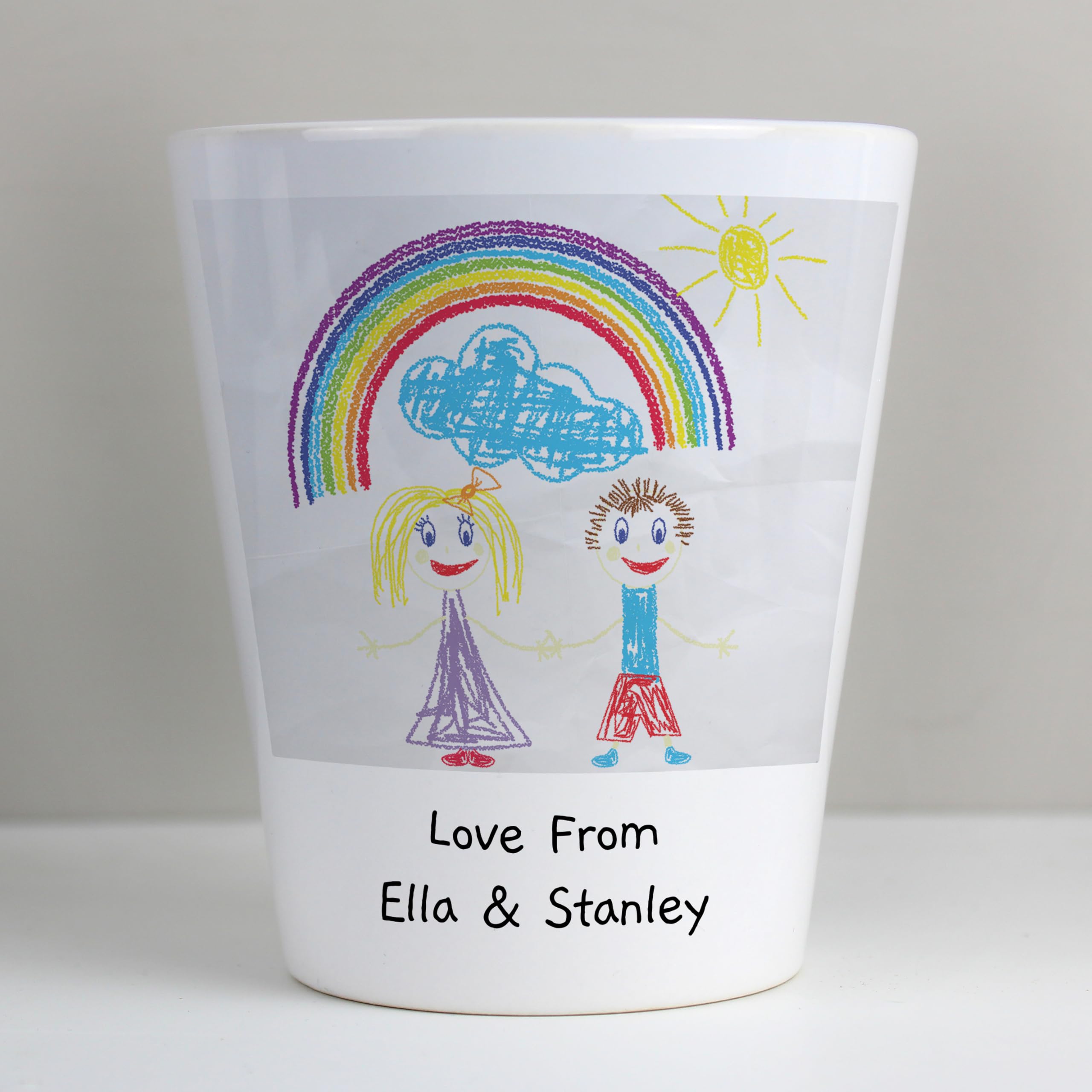 Custom Personalised Photo Upload Ceramic Small Plant Pot. Great for Childs Drawing, Memorial, Anniversary, Chrismtas, Birthday