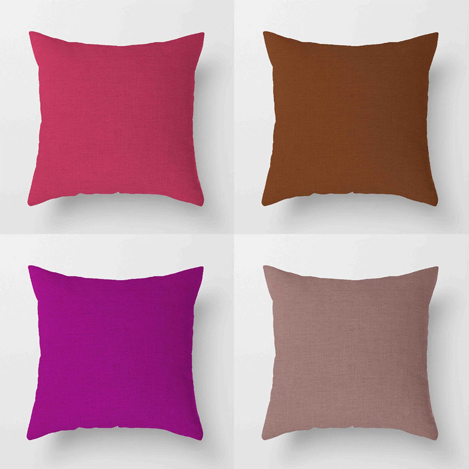 Housse de coussin 55x55cm lot de 4 en lin rose-mauve pour decoration de canape