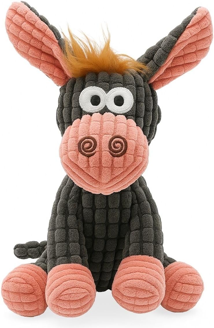 Burrico de Pelúcia e Corda Burro Brinquedo Pet (BURRICO CINZA)