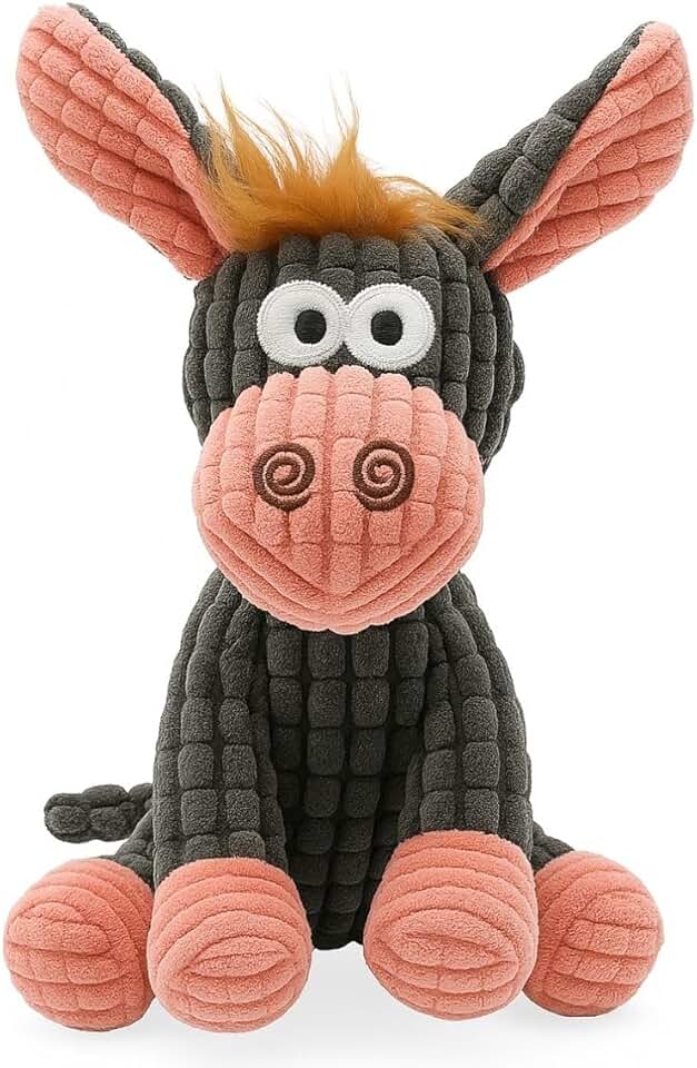 Burrico de Pelúcia e Corda Burro Brinquedo Pet (BURRICO CINZA)