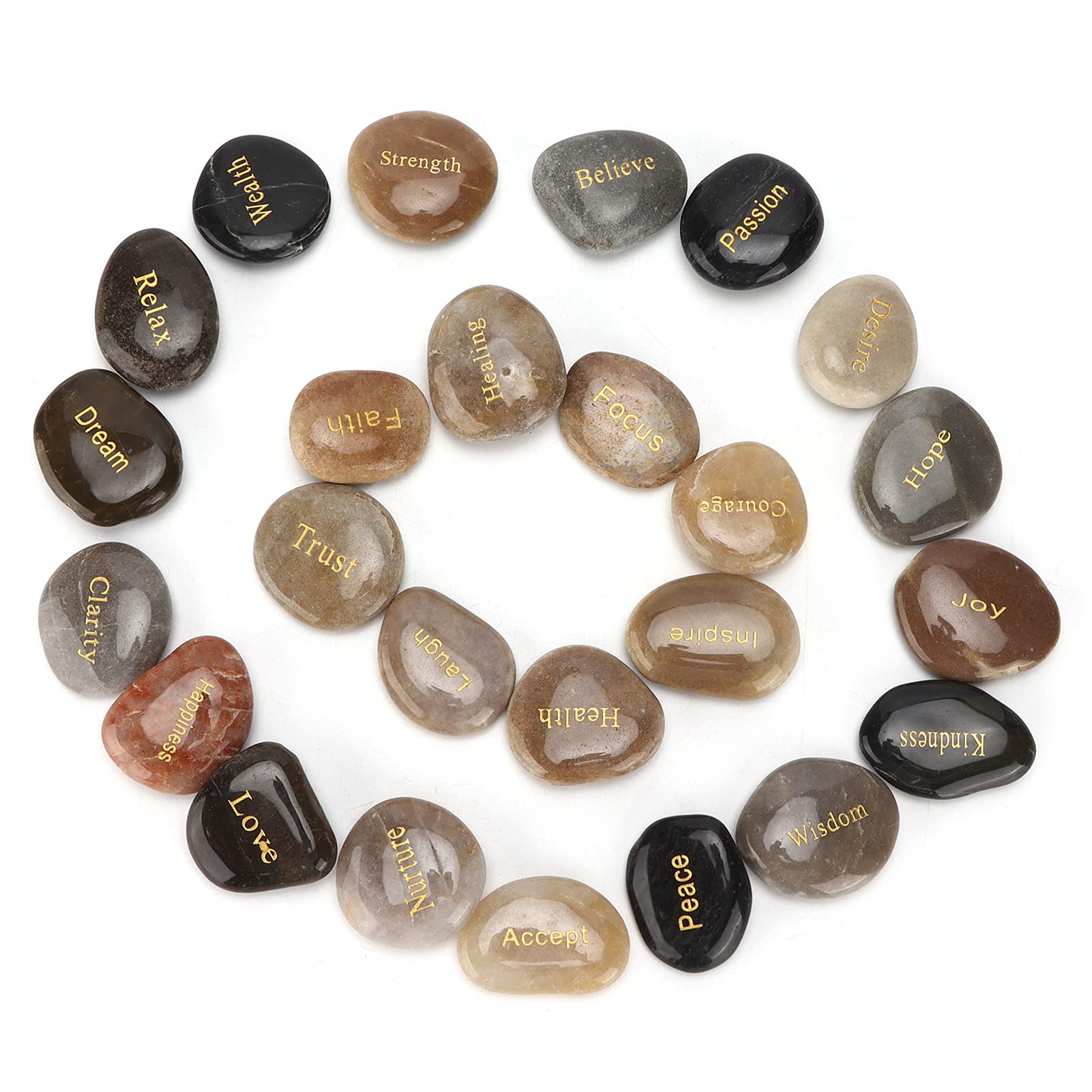 Ciottoli Pietre naturali lucide per lettere Piccole rocce decorative ornamentali di fiume per la meditazione divinatoria