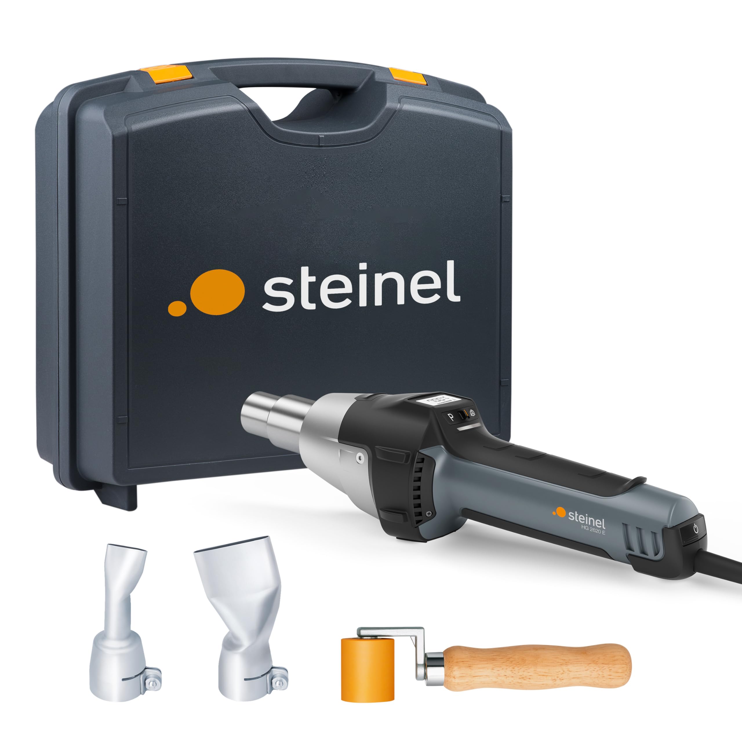 Steinel Heißluftgebläse HG 2620 E Planen-Set, Andrückrolle, 2 Winkelflachdüsen, 2300 W Heißluftpistole, 700°C|500 l/min