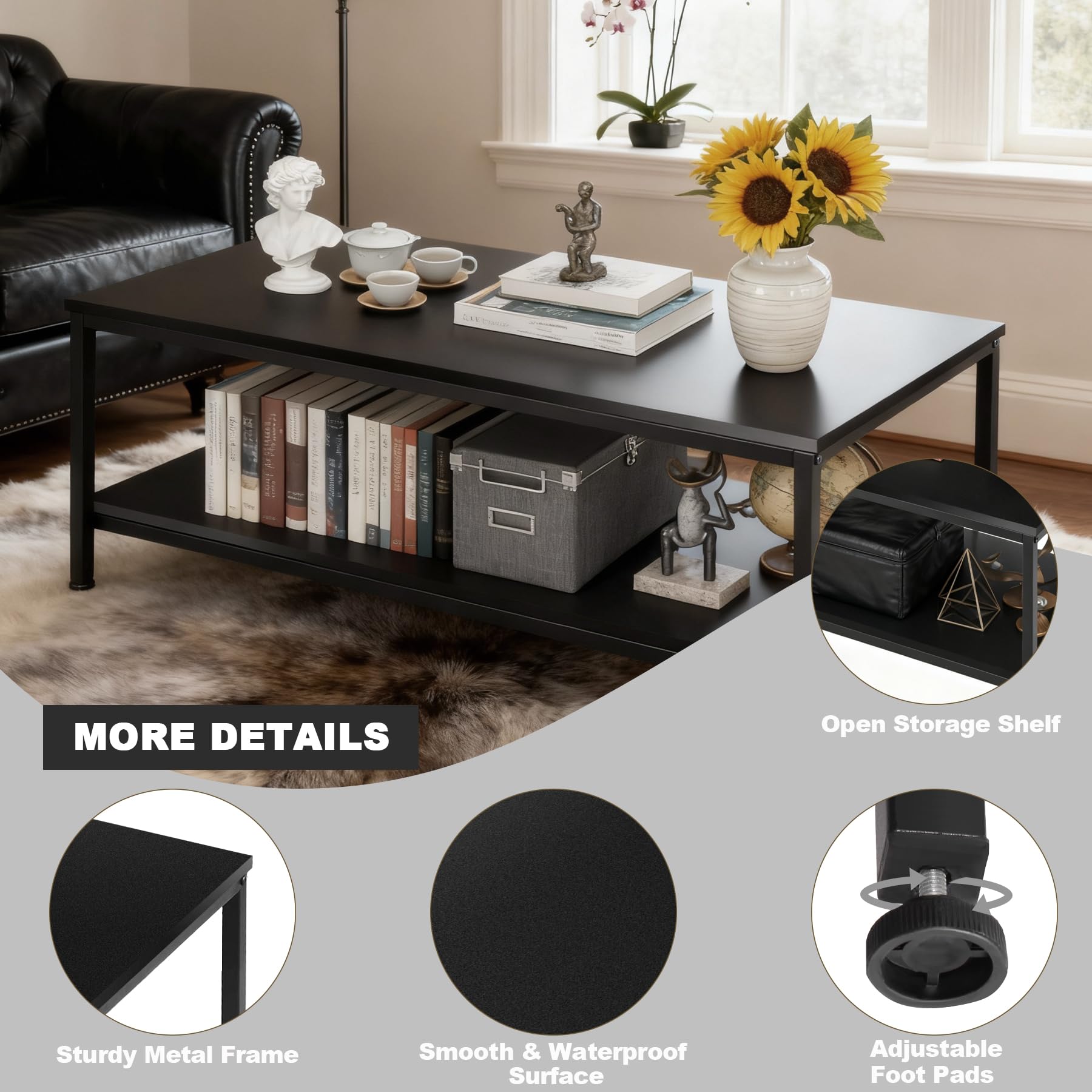 Amazon.com: ZenStyle Industrial Coffee Table with Storage Shelf