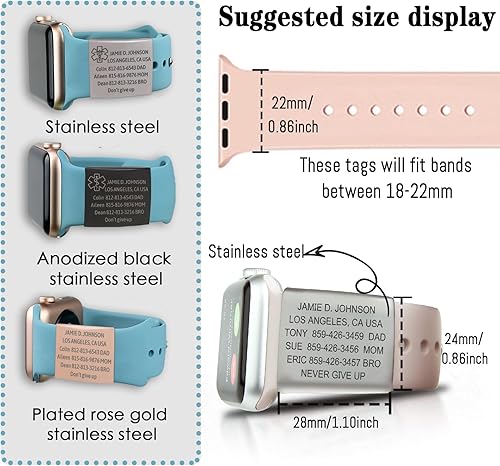 Miniatura 3 de Etiqueta de identificación personalizada para correa de reloj grabada con láser, etiqueta de identificación personalizada para placa de seguridad de
