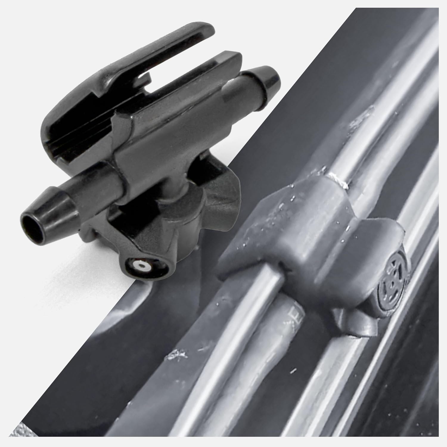 Additional Windshield Washer Nozzles Set compatible with Tesla Model 3 Y from 2017 to 2024 - Front Wiper Arm Mounted Spray Jets, 2-pcs