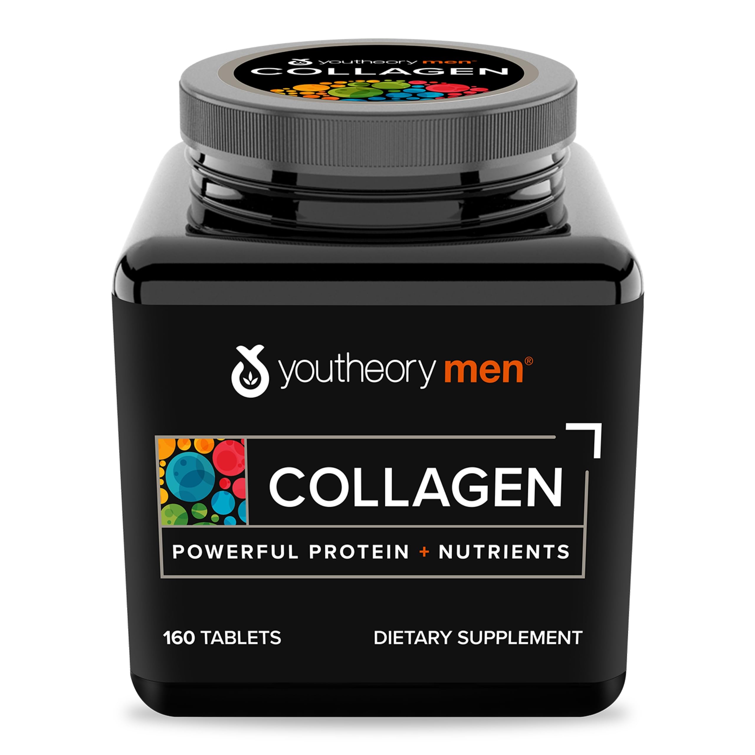 Youtheory Men's Collagen - Daily Collagen Supplements for Men - Hair & Skin Support (160 Tablets) 160 Tablets Collagen Advanced