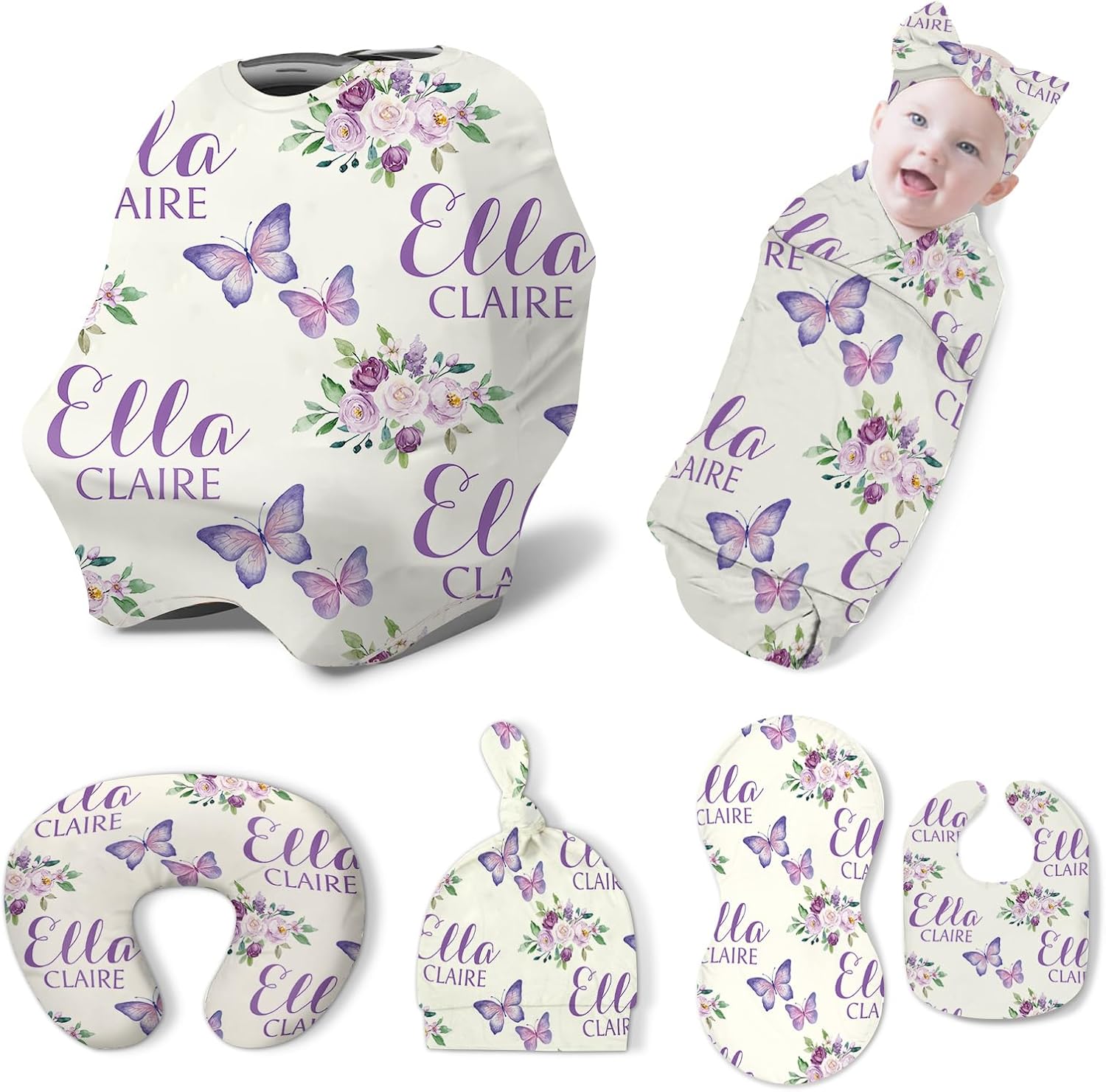 Duckbe Custom Baby Nursing Swaddling Set Personalized