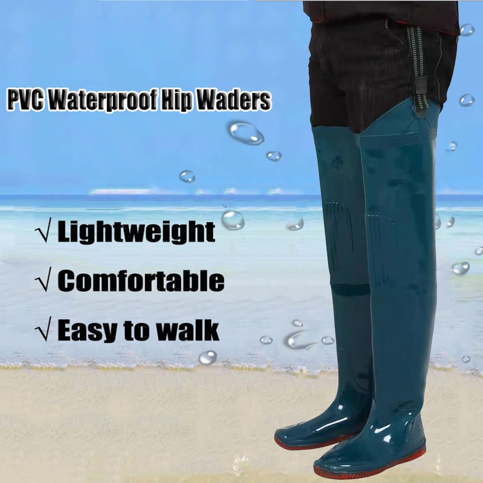 Watstiefel Hip Wader PVC Leichte wasserdichte Angelstiefel Mit Dicker, Rutschfester Oxford-Sohle Für Männer Und Frauen