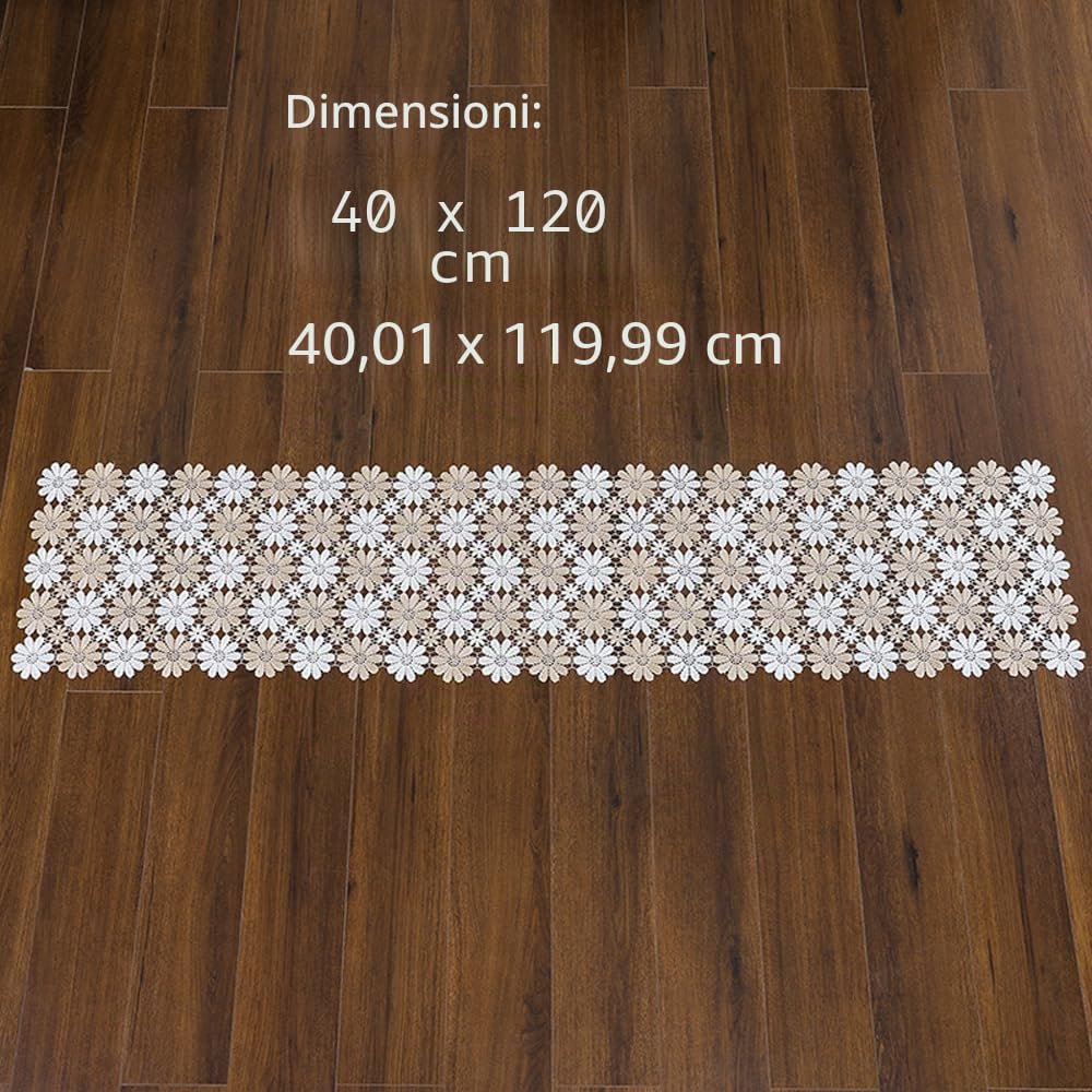 Runner da Tavola in Pizzo Elegante - Decorazione per Matrimoni, Festival, Casa - 40x120 cm, Misto Bianca e Marrone