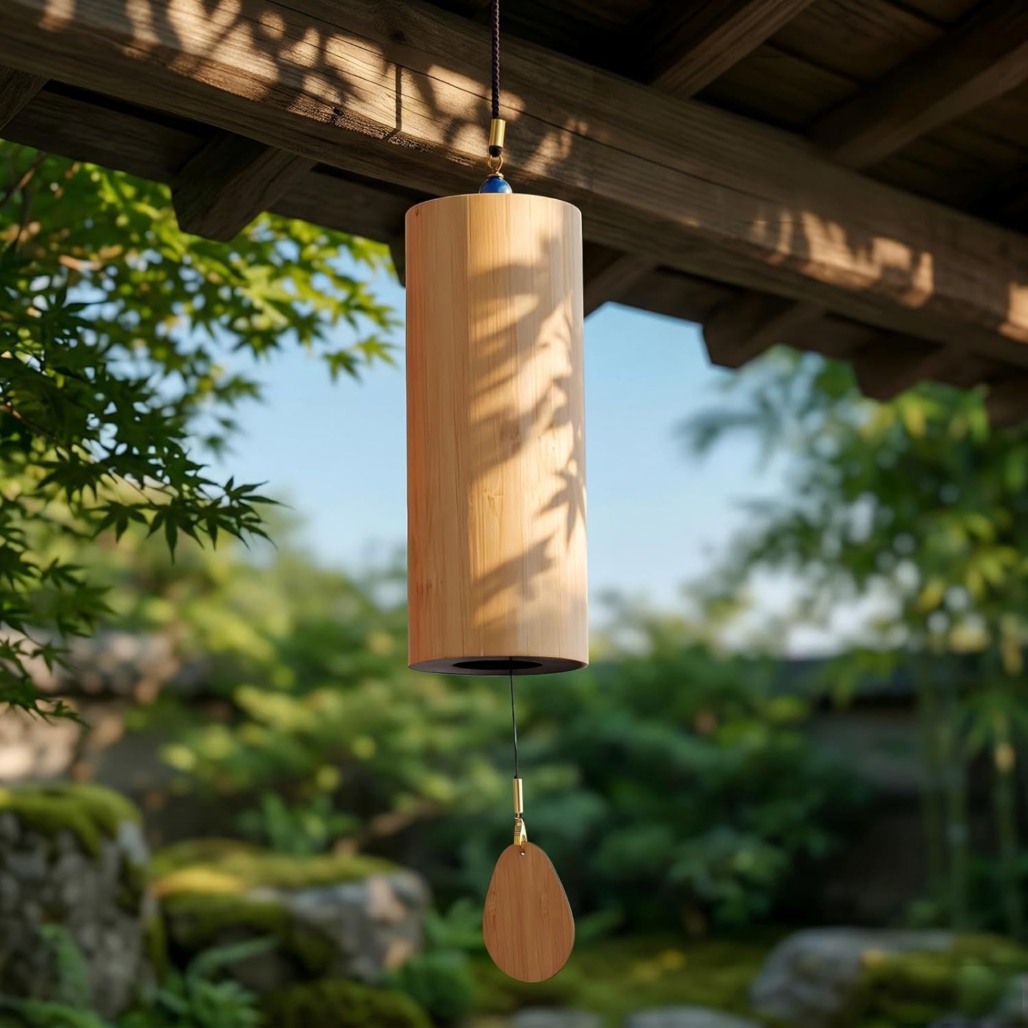 Bamboo Wind Chime-432Hz Tuned for Alpha Wave Relaxation, Focus & Meditation-Handmade Minimalist Sound Healing Tool for Yoga/Home Office/Musical Teaching Classroom/Gifting