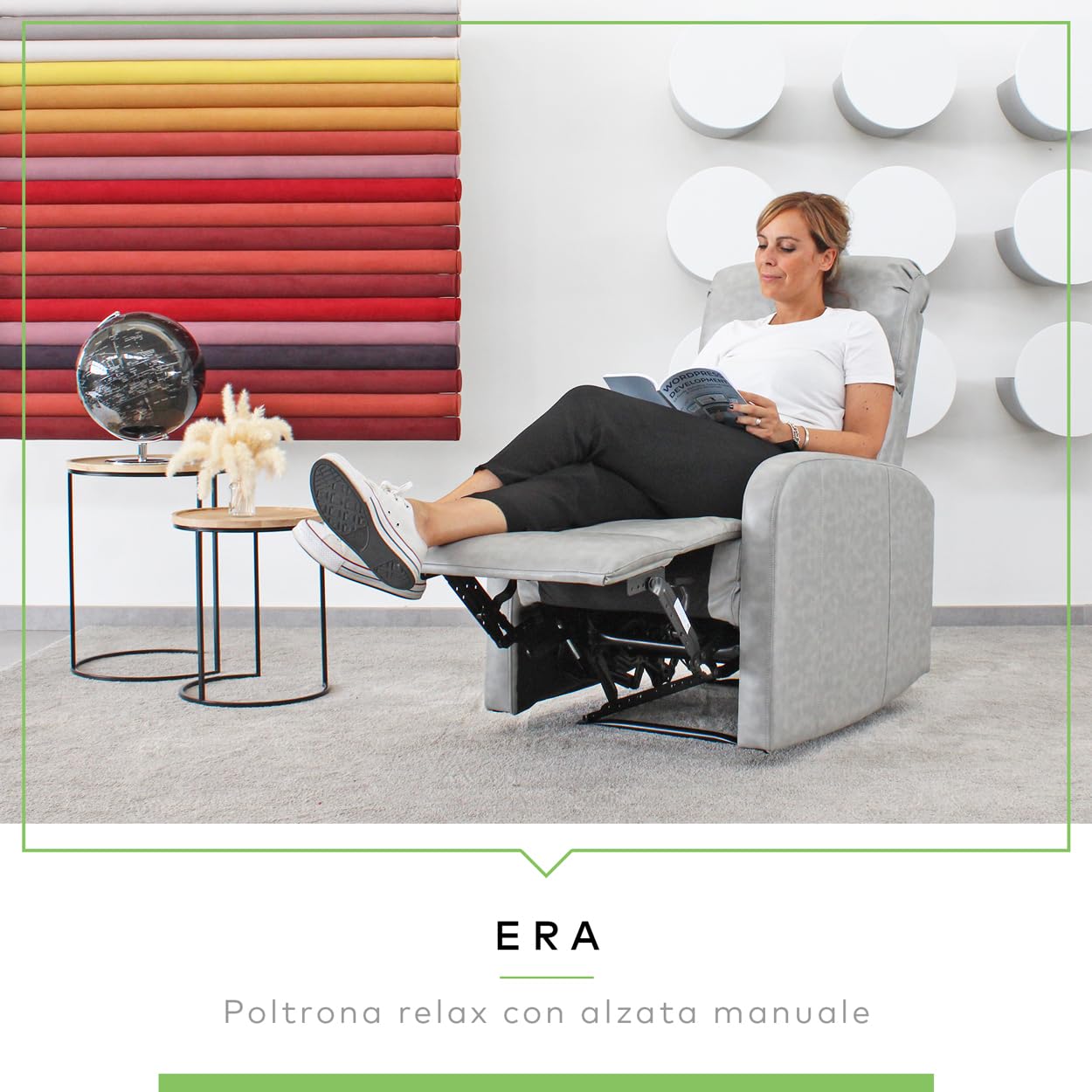 EVERGREENWEB - Poltrona Reclinabile Manualmente, Poggiapiedi e Poggiatesta, Sistema di Apertura Push, Compatta, 2 Posizioni Sdraiate e Posizione seduta. Poltrona relax manuale, Colore Beige - Era