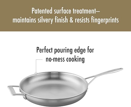 Demeyere Industry 5, 12.5-inch Stainless Steel Fry Pan with Helper Handle, 5-Ply Construction, Compatible on all Stovetops, Made in Belgium - 3