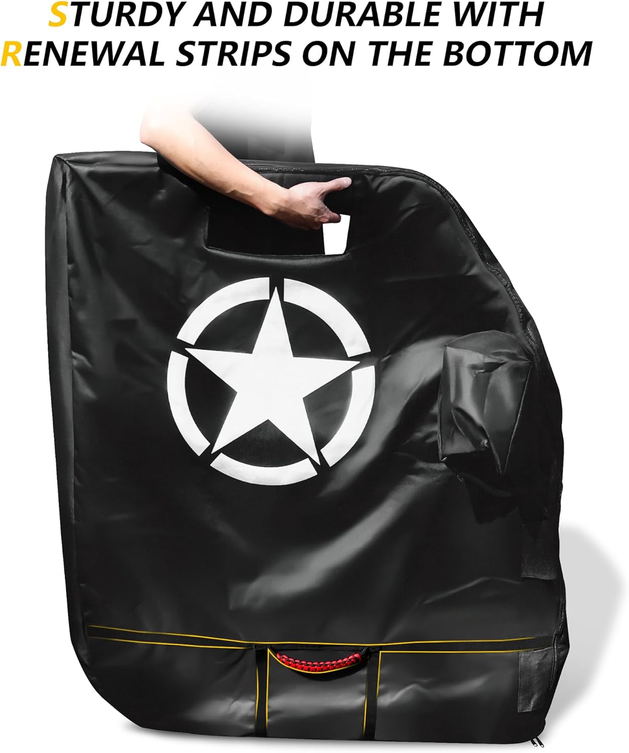 4PCS Door Storage Bags Compatible with 1976-2025 Jeep Wrangler TJ JK JKU JL JLU 4XE Gladiator JT Car Accessories Storage Cover with Hangers Design, Mirror Organizer Bag Handles Fitted Vehicle Covers