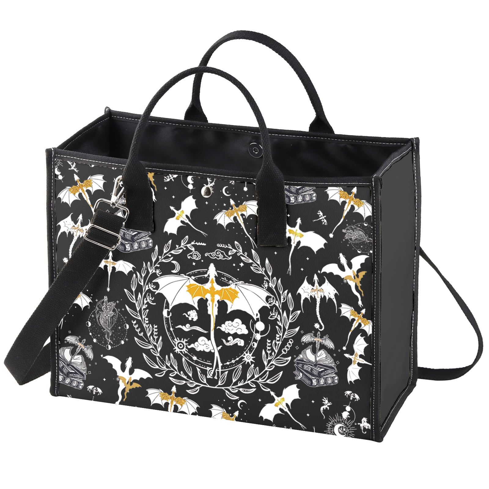 WZMPA Wing Dragon Tote Bag Dragon Ridder Inspired Gift Violet Sorrengail Reusable Grocery Bag Bookish Merchandise (Wing Dragon TB-BL)