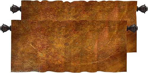 Miniatura 305 de Cenefas de cocina modernas con patrón de cobre marrón dorado para ventanas, cenefas opacas abstractas de marcas de arañazos y cortinas opacas