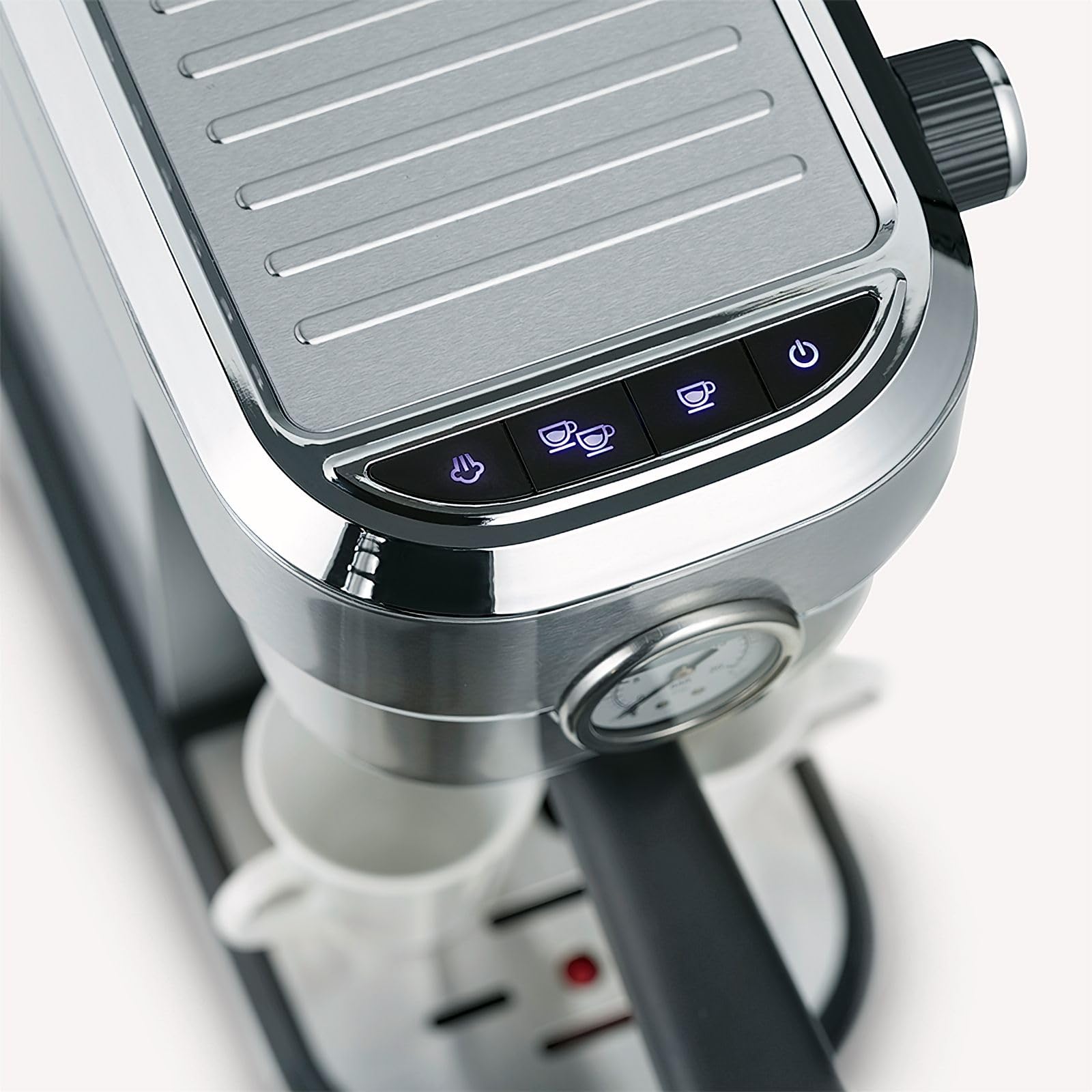 SEVERIN Cafetière Expresso "Espresa Plus", 1 350W, 1,1 L, Manomètre intégré, Pompe 15 bars, Set barista inclus, Inox-Noir, KA 5995