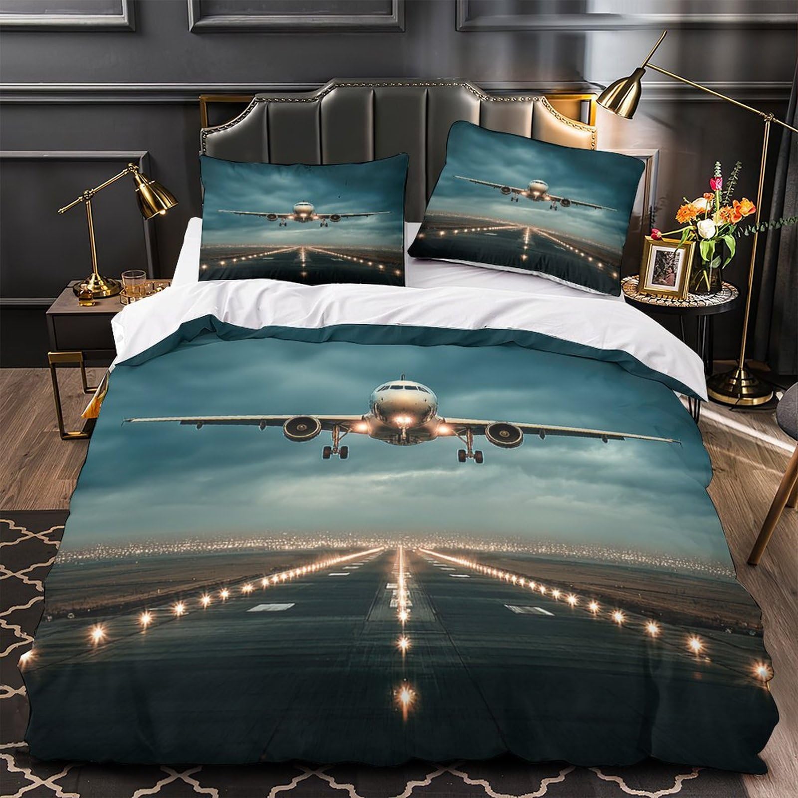Housse de couette avion 3D pour la chambre d'un adolescent passionné de voyages aériens