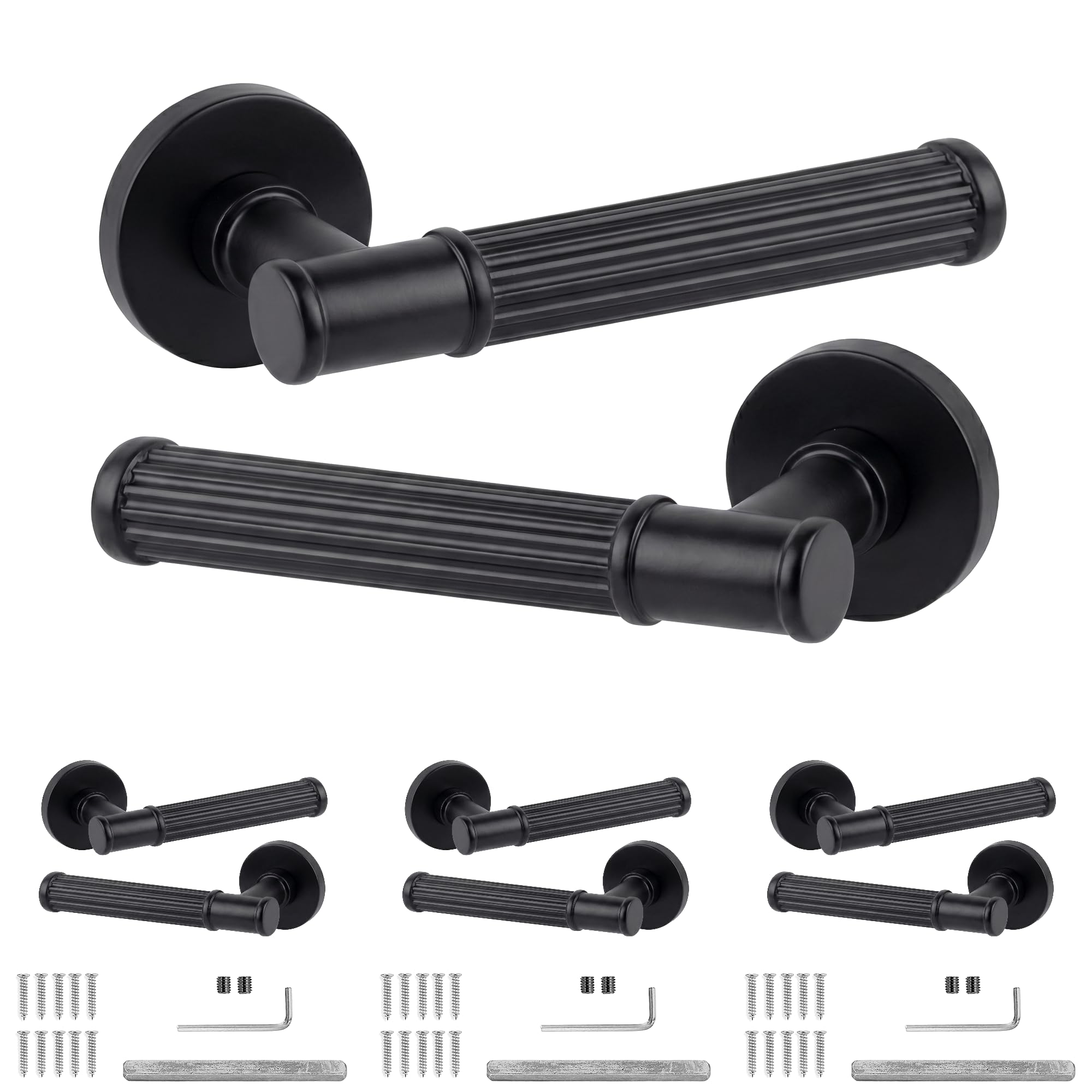 Decoranddecor Matt Black Leto Internal Door Handles 4 Pack