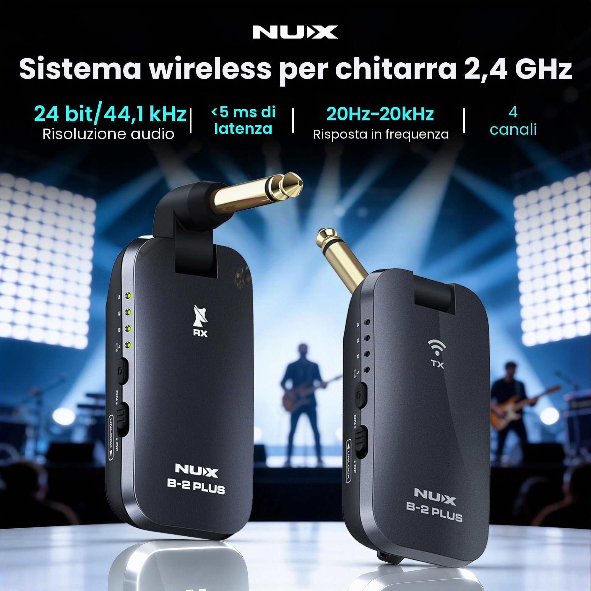 NUX B-2 Plus Ansteck Gitarren-Funksystem Übertragungsart (Details):Senza Fili, Funk