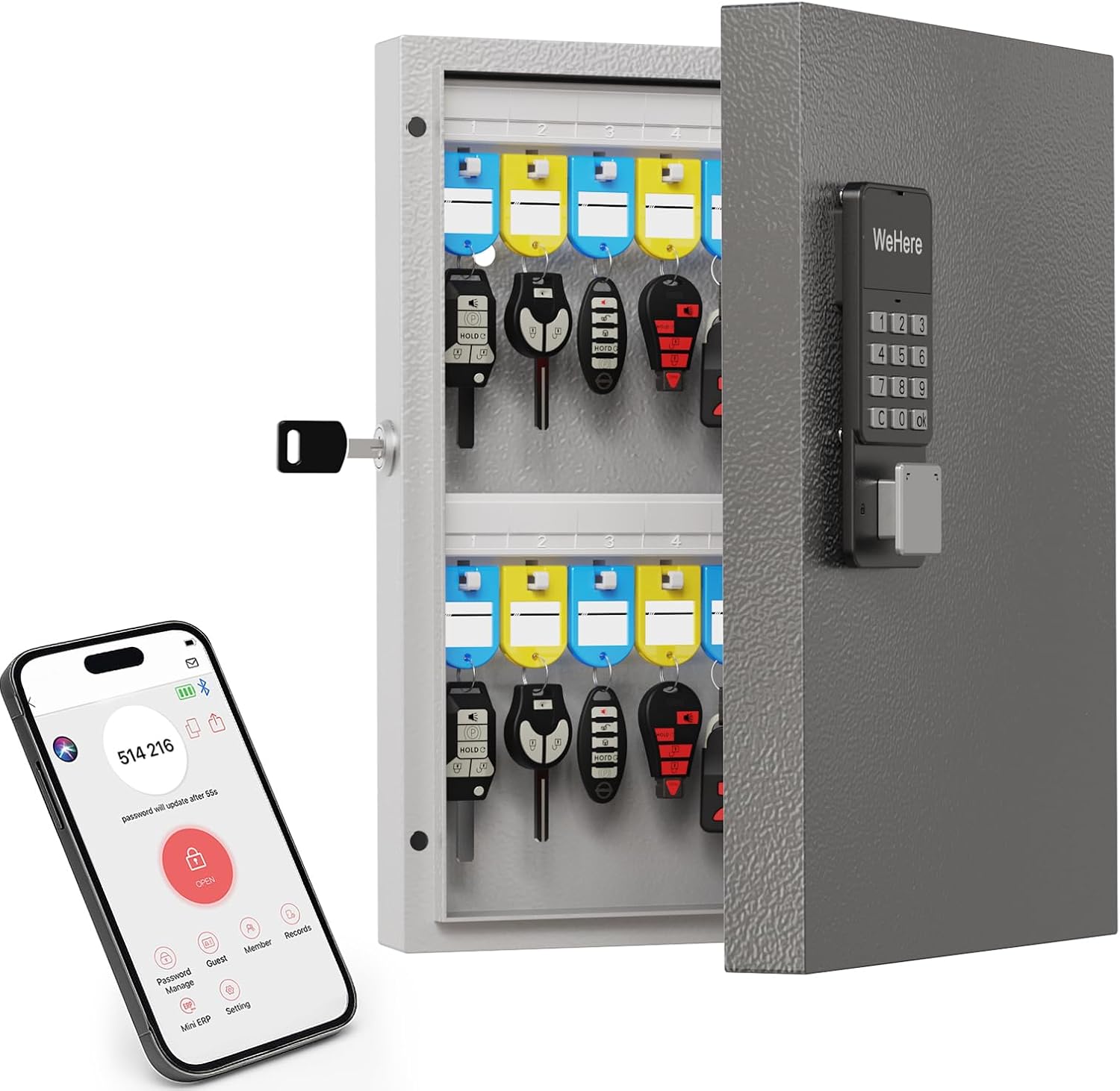32-key wall-mount lock box with OTP and app