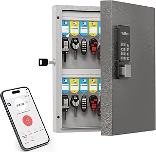 32 Key Lock Box Wall Mount, Smart Key Cabinet One Time Password/APP Bluetooth/Fixed/Wi-Fi Remote/Key Unlock, Key Management for Valets/Realtors/Office/Hotel