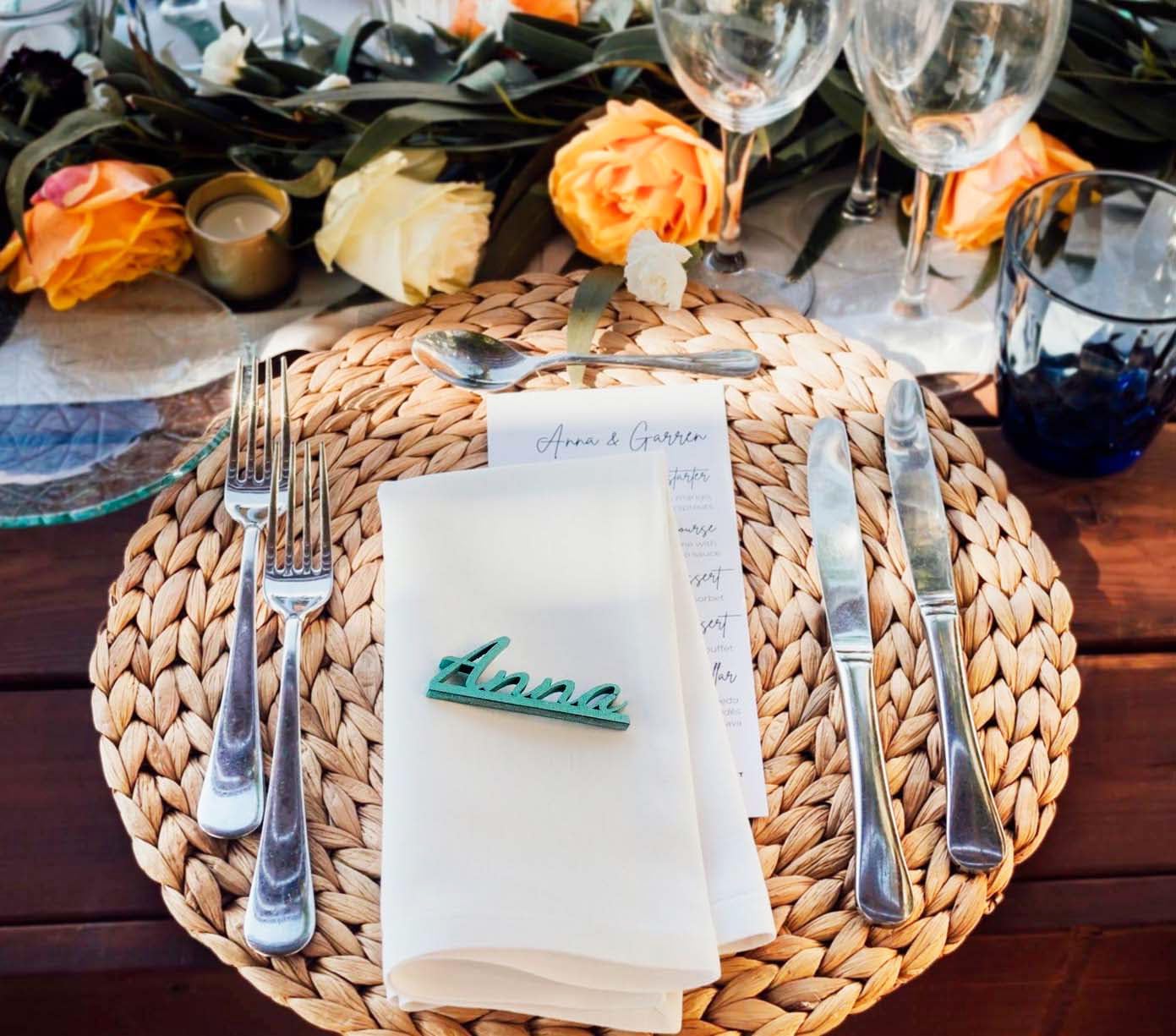 Marcasitios de Madera Para Boda de Colores, Marcasitios Para Comunión