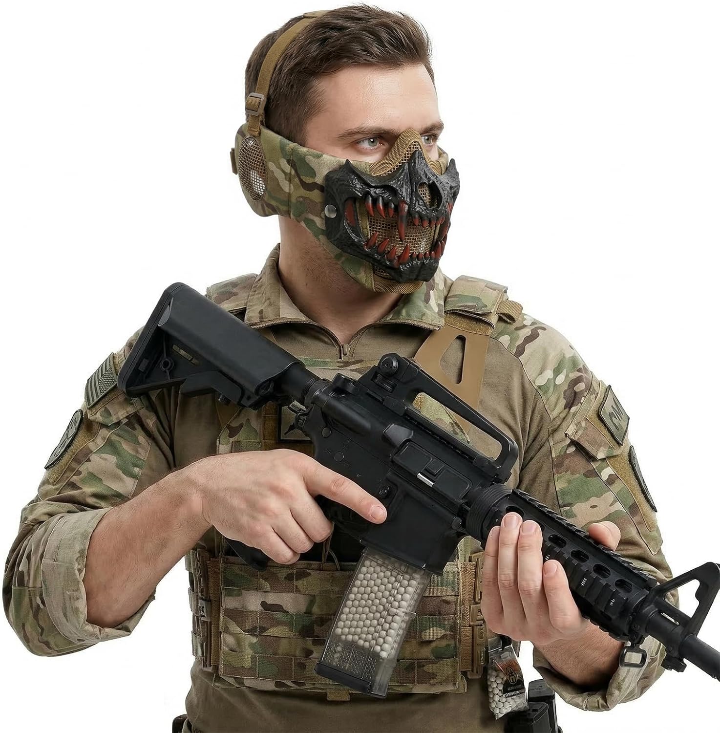 Airsoft Half Face Masks Tactical Face Protection Mesh Mask for Halloween Paintball CS Hunting