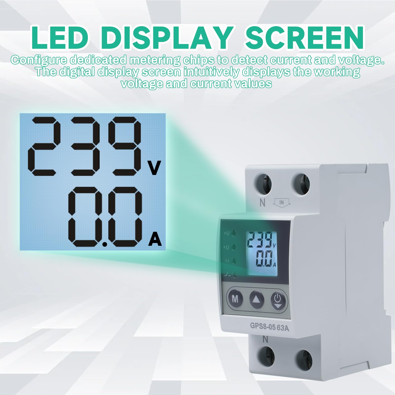 Jadeshay Intelligent Circuit Breaker Switch Current and Voltage Protector 2P AC220V LED Digital Display,with Electric Meter Query Over-under voltage and Overcurrent Function - Image 2