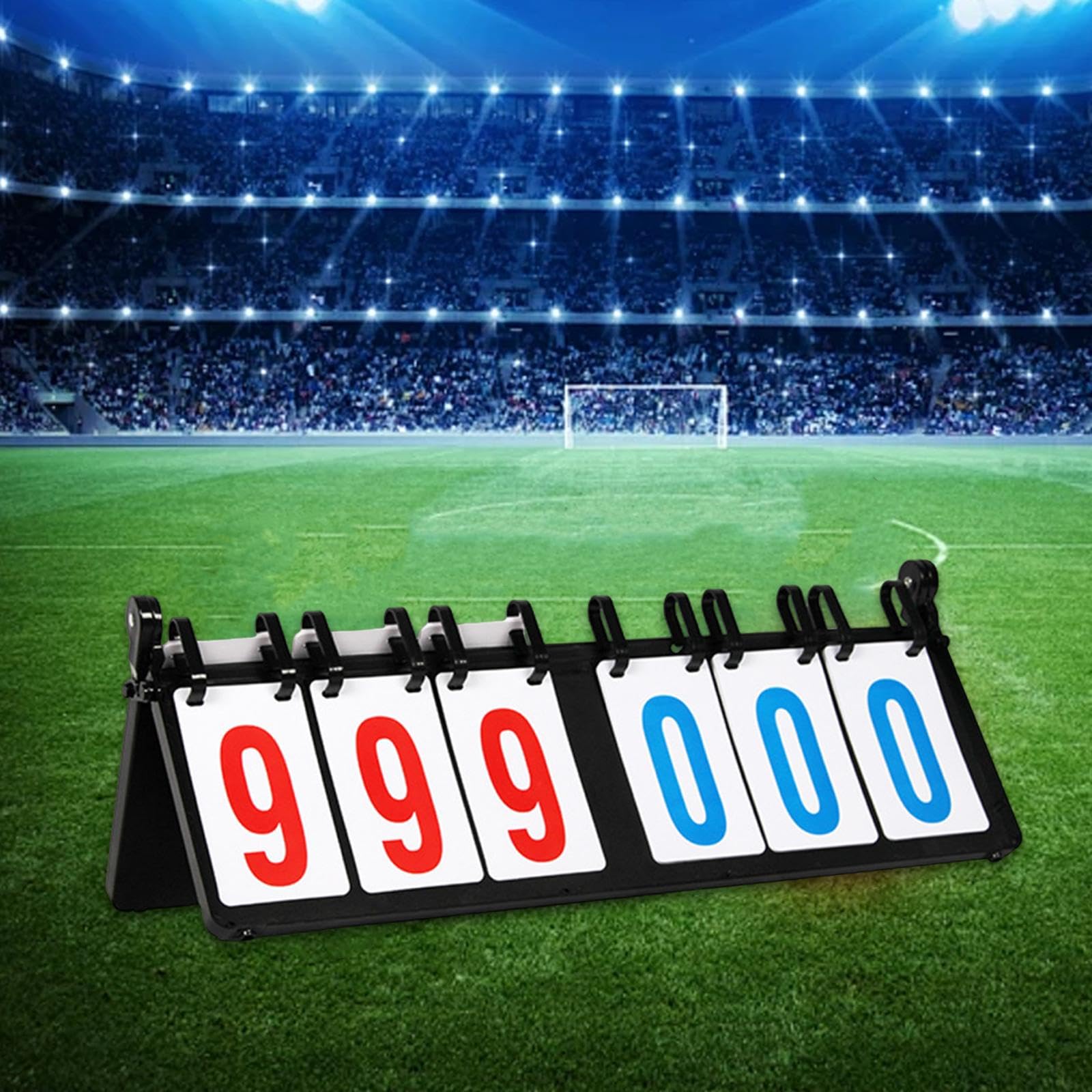 Vaveren Flip Scoreboard Tabletop Score Flipper 6 Digit Manual Score Flip Cards Score Keeper Score Counter for Football Sports Games