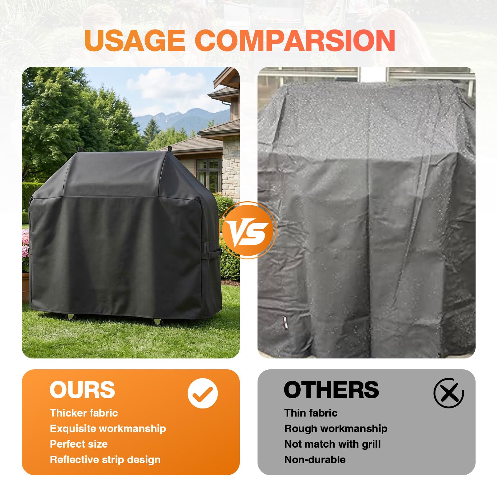 600D Grillabdeckung für Napoleon 425/525 Serie Rogue 61427/61527, wasserdichte & UV-beständige Gasgrillabdeckung, Reißfest Outdoor Grillabdeckung, Schwarz (155x64x125cm)