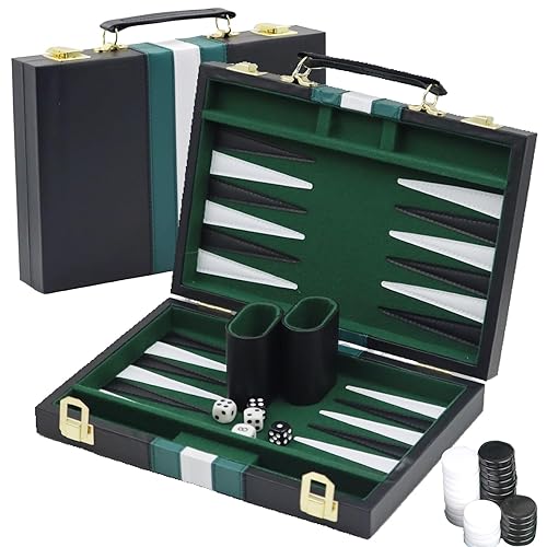 Jeu de Backgammon en Bois avec Étui en Cuir de
