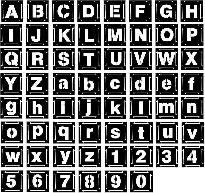 Eage 1 Inch Letter Stencils for Painting, 62 Pcs Reusable