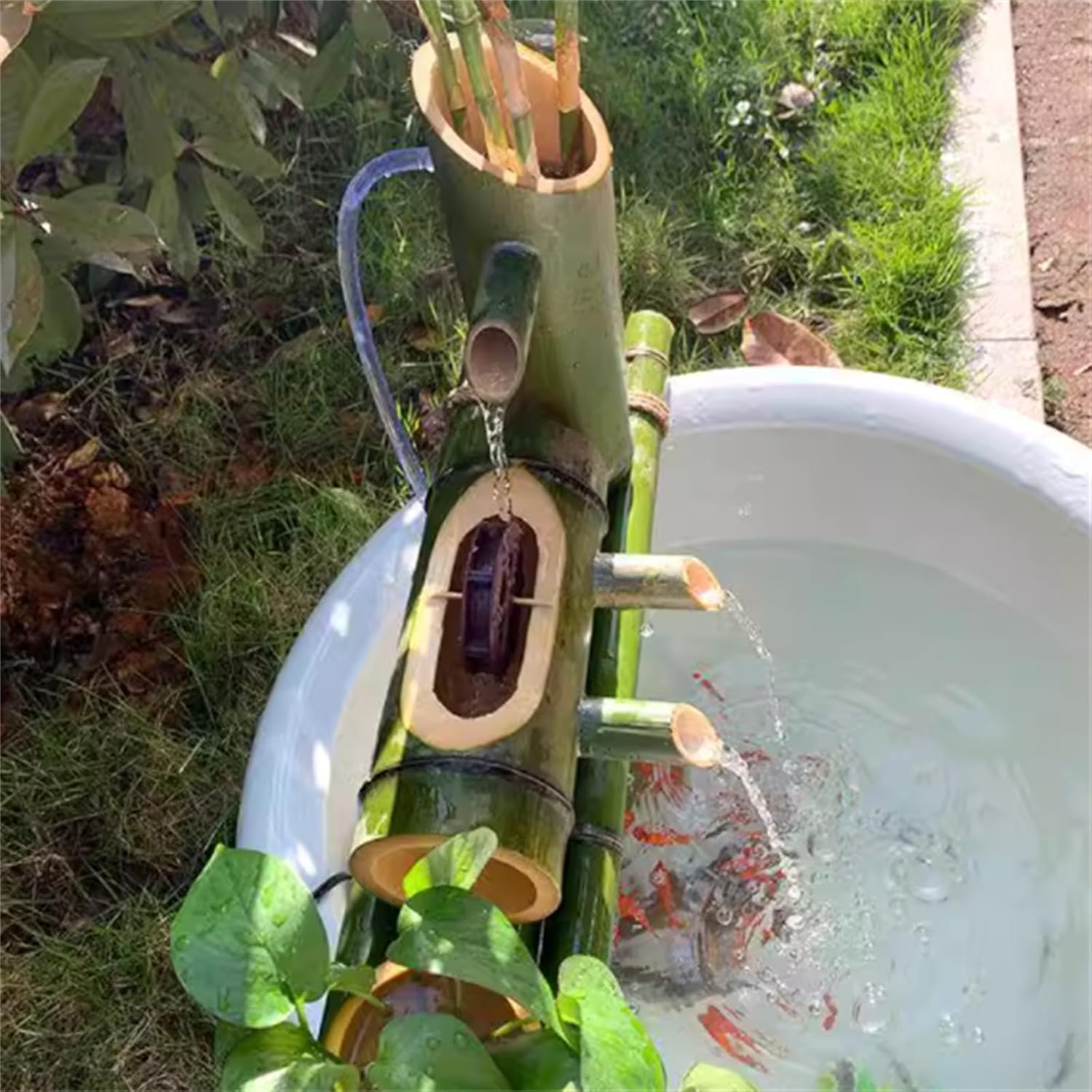 Fuente De Agua Solar De Bambú: Decoración De Jardín Zen Japonés con Bomba Y Panel Solar, Elemento Acuático Feng Shui para Exteriores, Patios Y Espacios Interiores. 50cm
