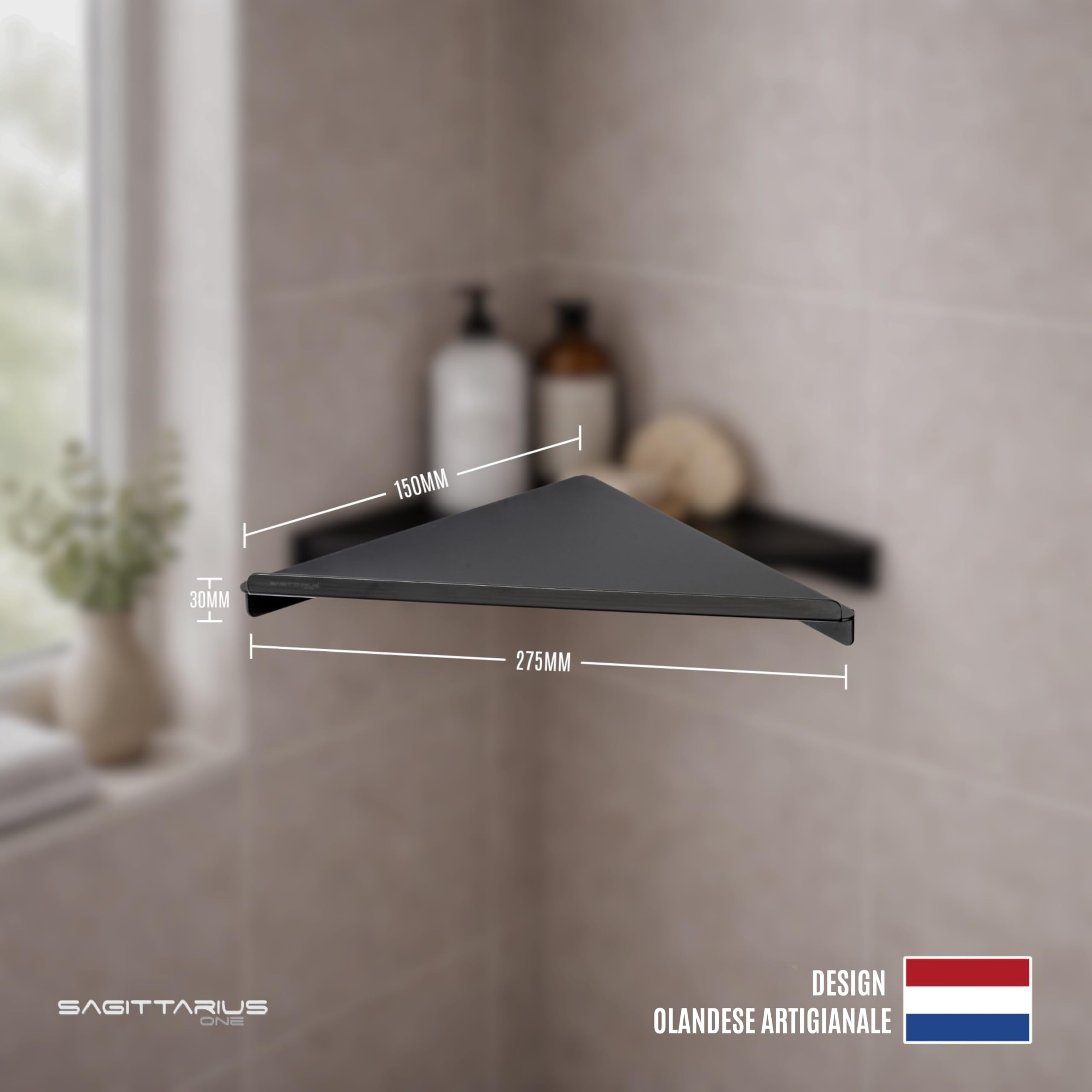 Sagittarius 280S1-B Scaffale doccia angolare in acciaio inox SUS 304, 28 cm antiruggine, organizzatore salvaspazio per doccia e bagno – Nero opaco | Antiruggine E Salvaspazio, Acciaio Inox Sus 304, Organizzatore Da Doccia, 28 cm, Modello 280s1 B