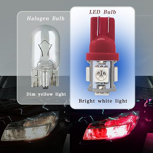 Miniatura 4 de 10 bombillas LED 194 de 6000 K, cuña T10, bombillas LED 5SMD 5050 chips, 168 T10 2825 5SMD DC 12 V bombillas de repuesto para cúpula de coche, mapa,