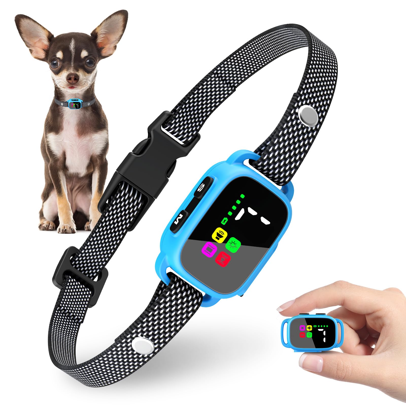 MASBRILL Anti Bark Collar for Dogs – Stops Barking Fast & Humanely, Rechargeable with 7 Sensitivity Levels, No False Triggers, IPX6 Waterproof, LED Display for Small Medium Dogs