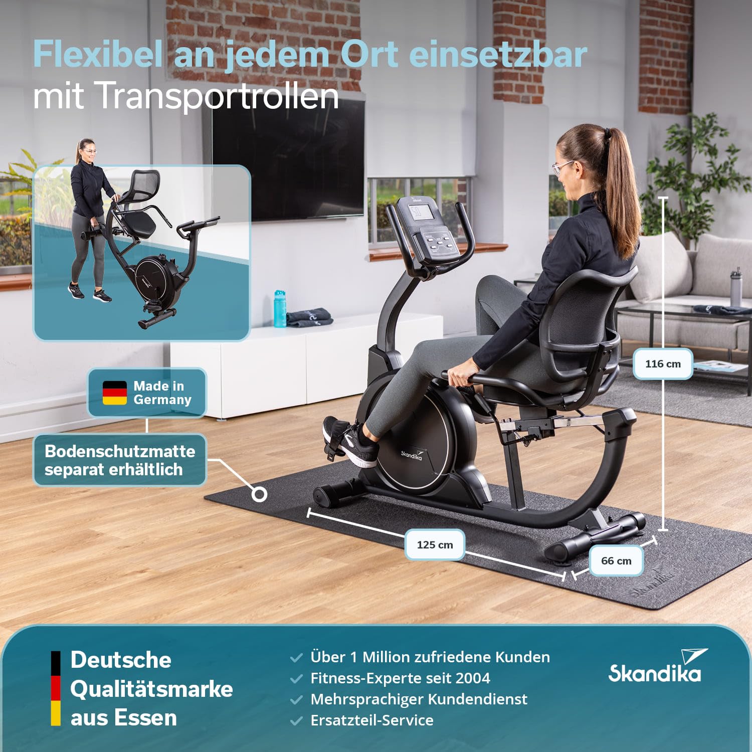 Skandika Liege-Ergometer/Ergometer Cykling P14 / P8-H Comfort | Heimtrainer Fahrrad mit Touchscreen, Multimedia Computer, bis 150 kg, Bluetooth, App-Verbindung, Kinomap | Fitnessbike für Zuhause