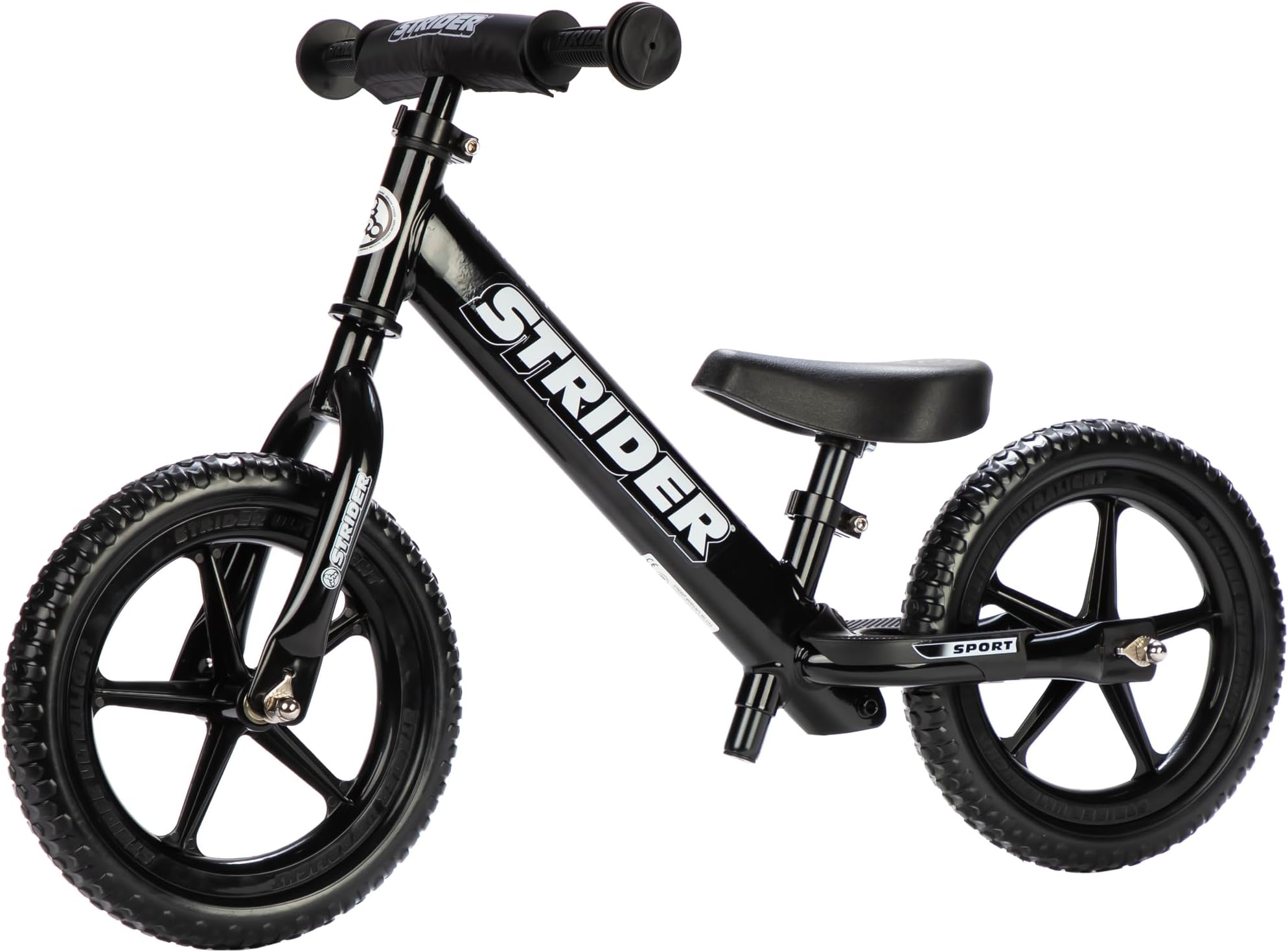 Strider 12 Sport, No Pedal Balance Bike for Kids Ages 1–4 Years, Black