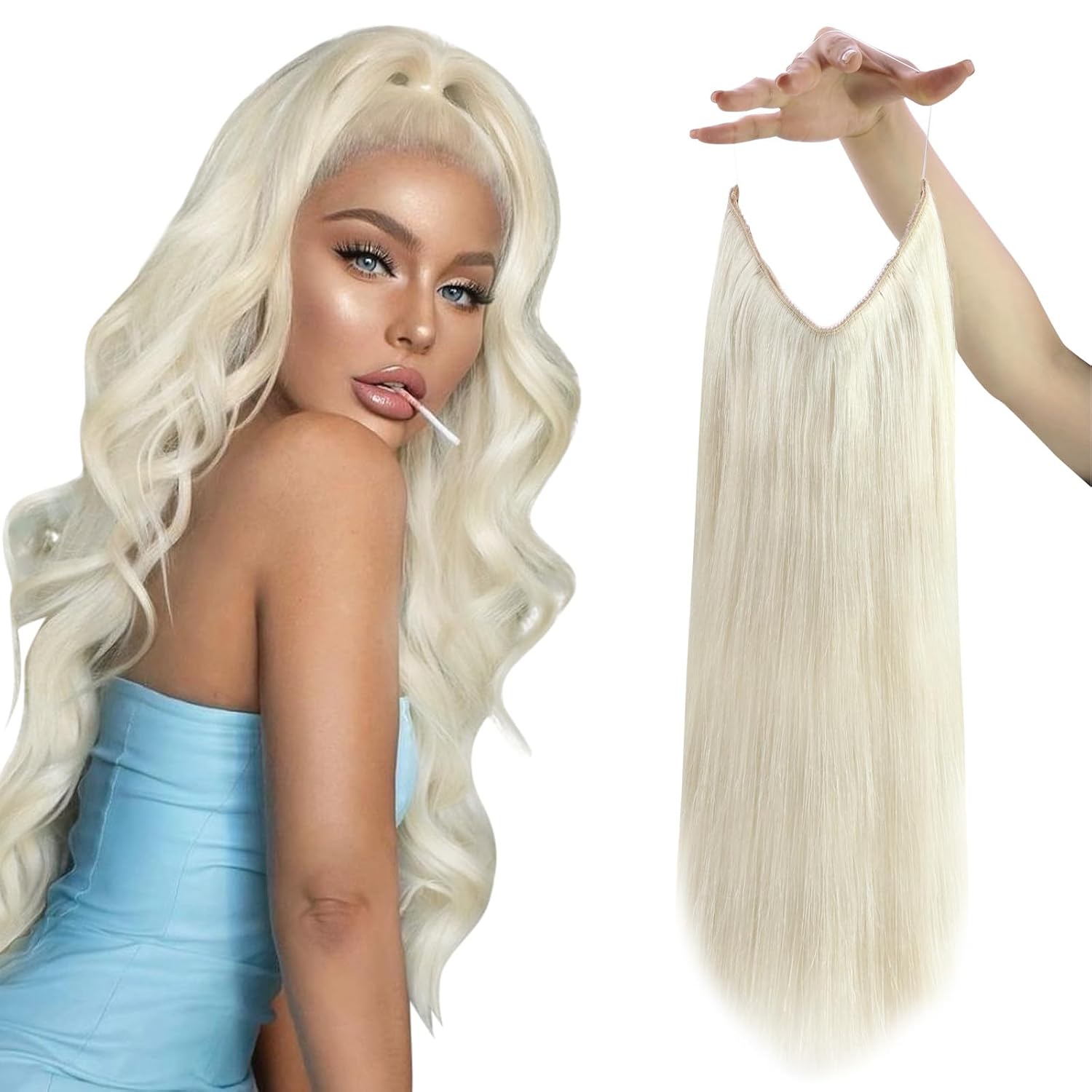 Sunny Fishing Line Hair Extensions White Blonde 1000