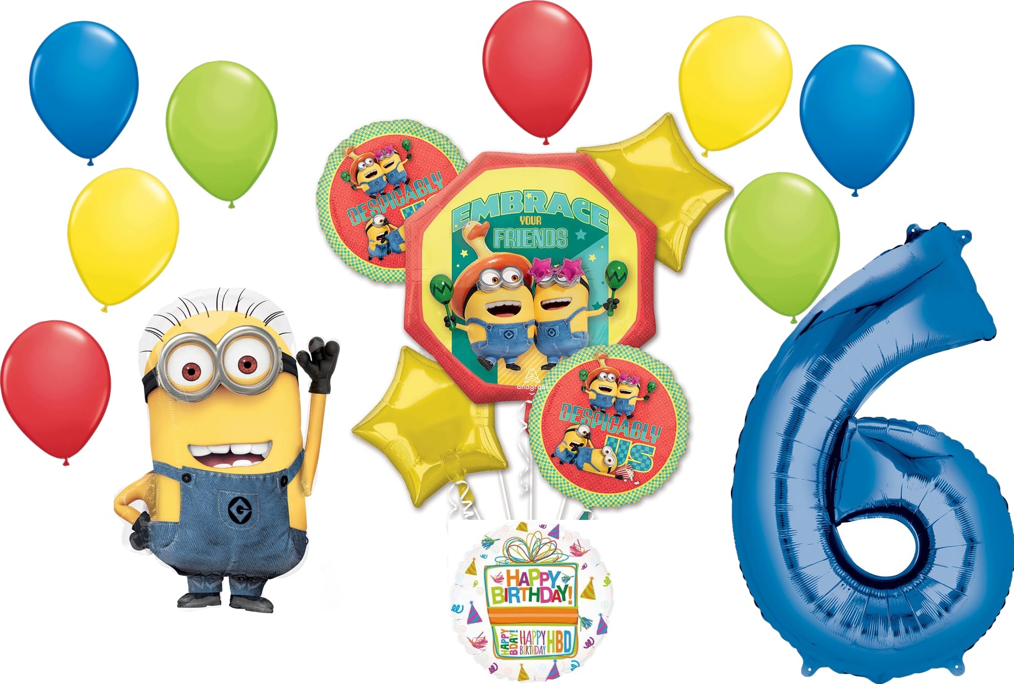 Anagram Despicable Me Minions 6th Birthday Party Balloon Bouquet Decorations, BQ_4272