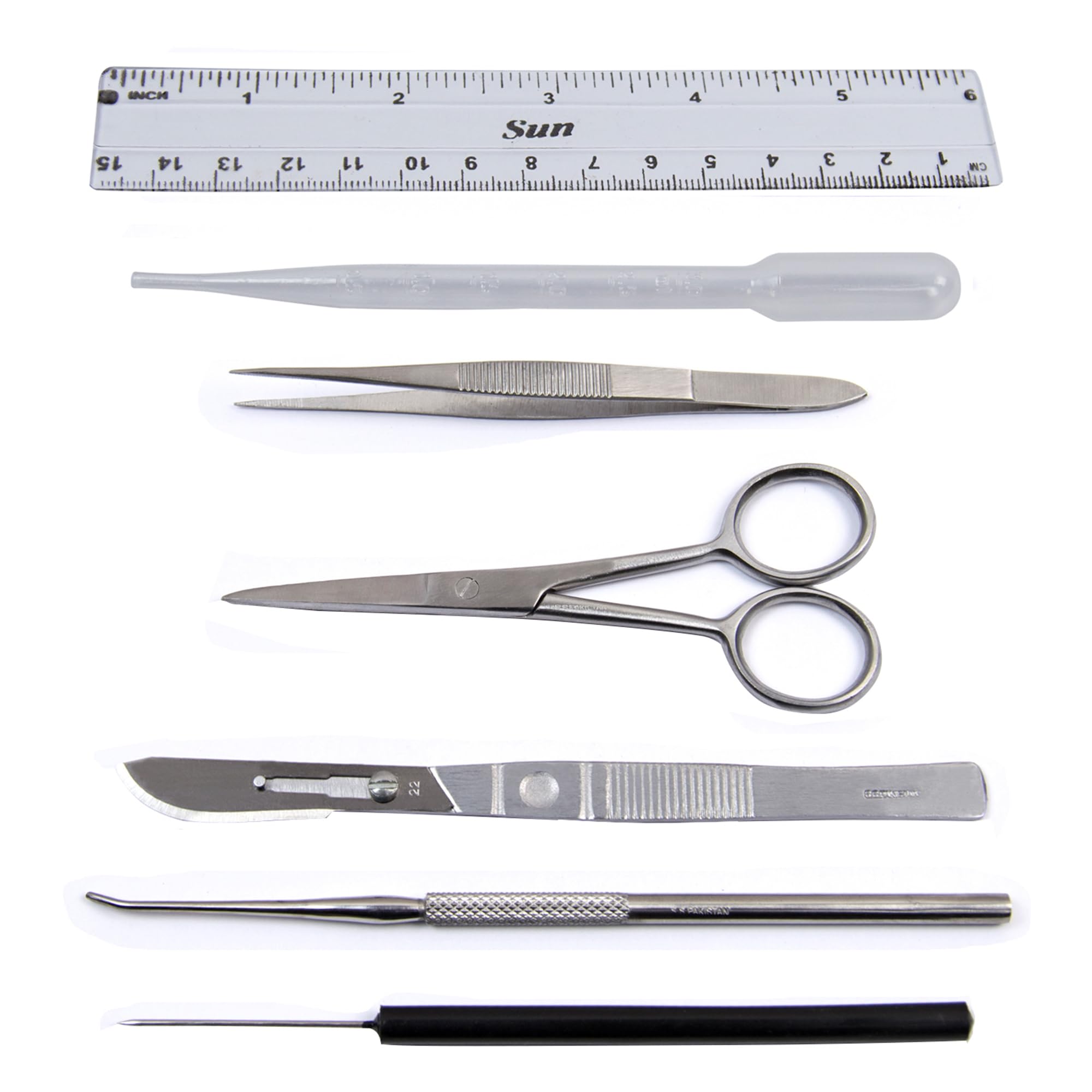 Dissection Kit for Biology Lab & Anatomy - Stainless Steel Scalpel Knife Set for Medical & Veterinary Students, KIT1023-7 Pcs