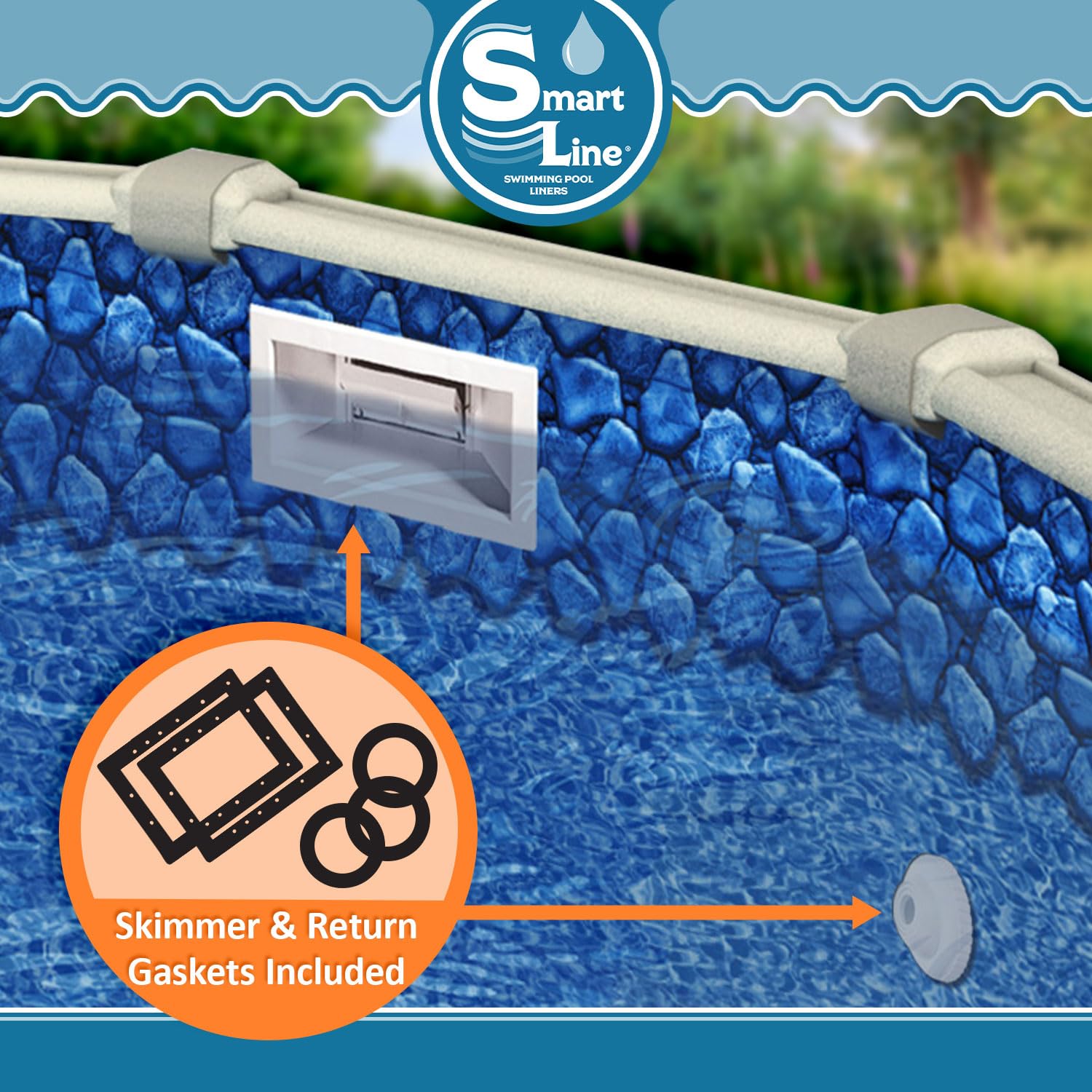 Smartline Revestimiento redondo para piscina de 8 pies | Boulder Swirl