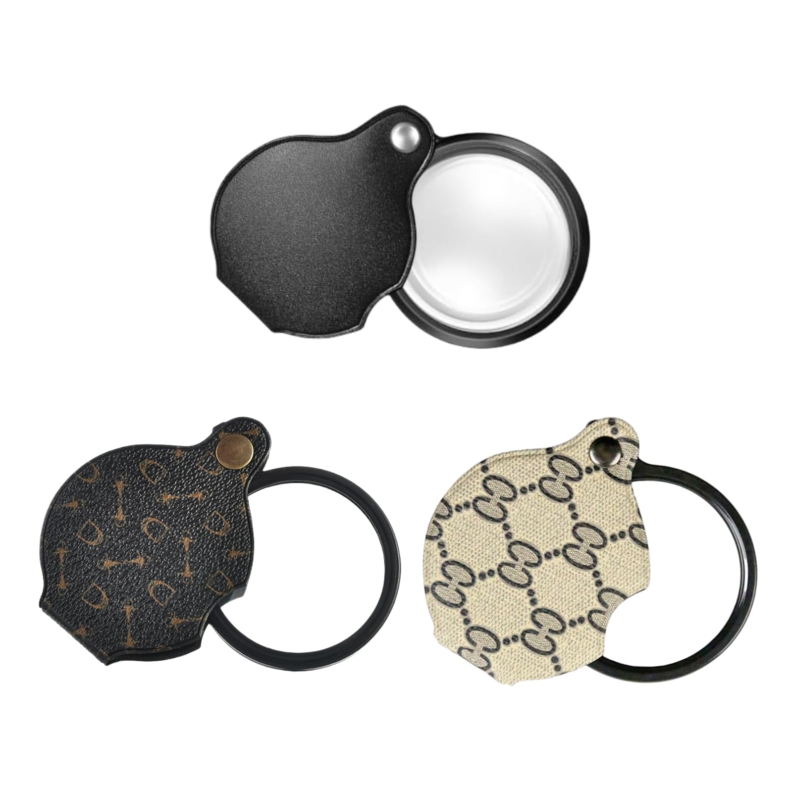 2PCS 15X Magnifying Glass Loupe Small Pocket Magnifying Lenses Glass Rotating Protective Holster and Leather Lanyard for Seniors Reading Inspection Coin Hobby Jewelry or Exploring (2 Black) - Image 4