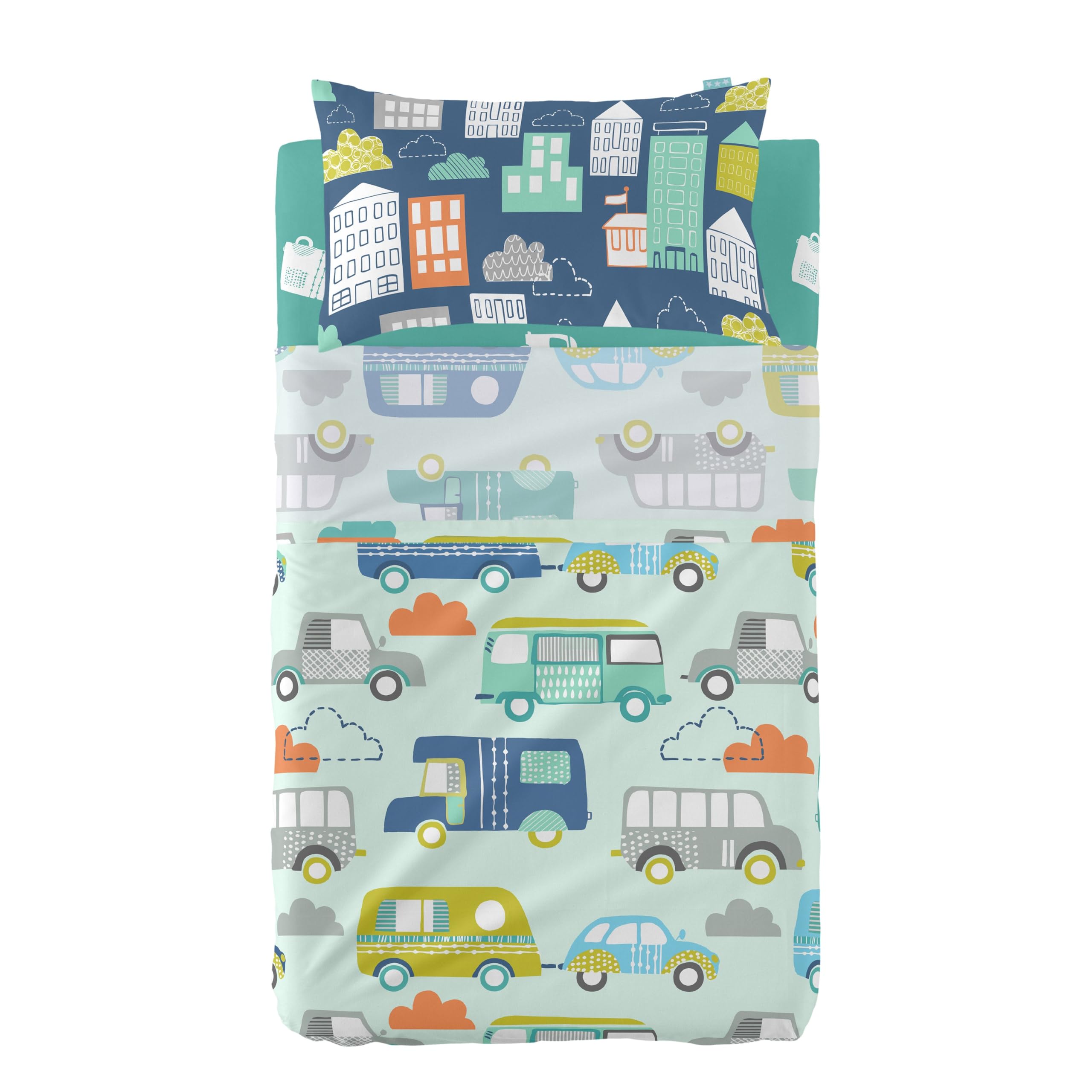 Set Lenzuola Happyfriday Woodland Per Lettino 120x180 Cm: 100% Cotone, Design Bosco, 2 Pezzi