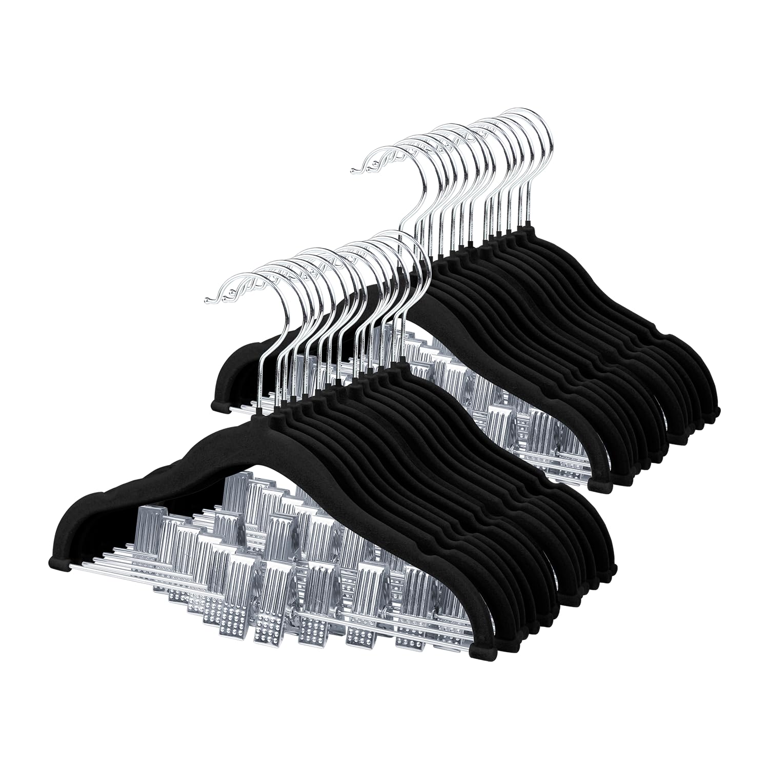 ManGotree 11.8'' Baby Velvet Hangers with Movable Clips, Non-Slip Kids Felt Hangers, Ultra-Thin Space-Saving Children's Clothes Hangers for Skirts,