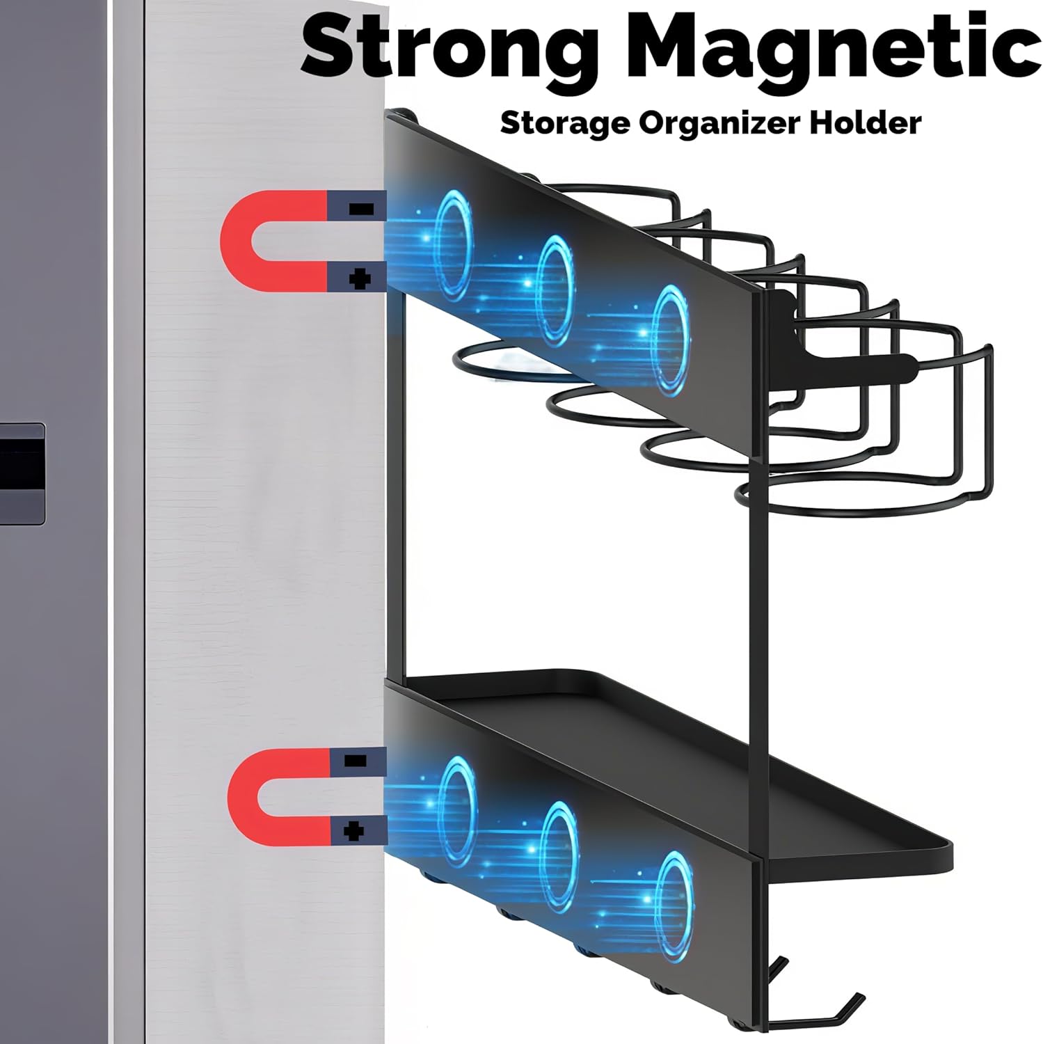 kkdom Magnetic Cup Storage Organizer Holder for Stanley 20/30/40 oz Tumbler,Kitchen Water Bottle Organizer,Strong Magnetic Rack for Fridge - Image 2