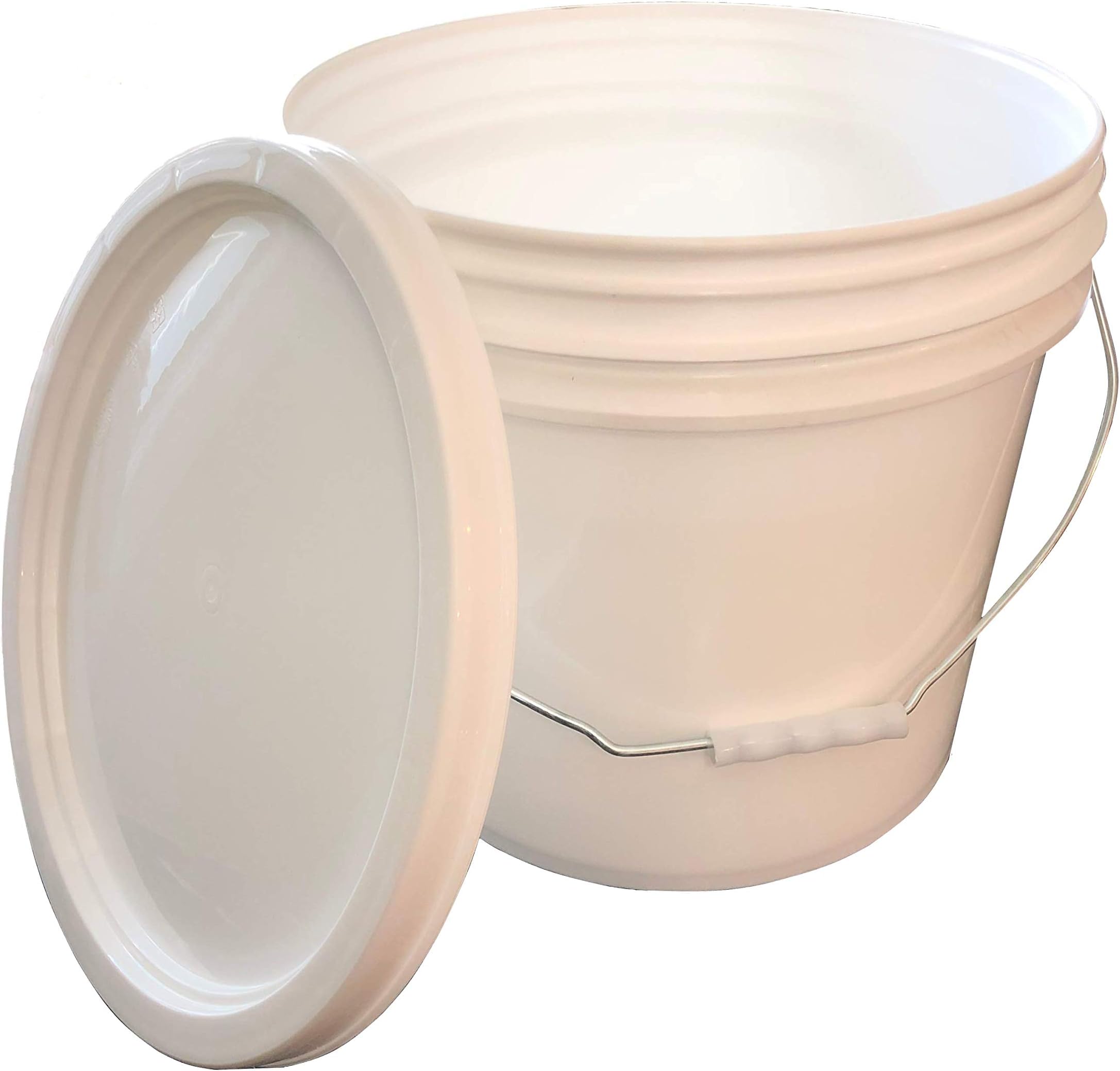 Ropak USA 3.5 Gallon Food Grade White Plastic Bucket with Handle & Lid Set of 1