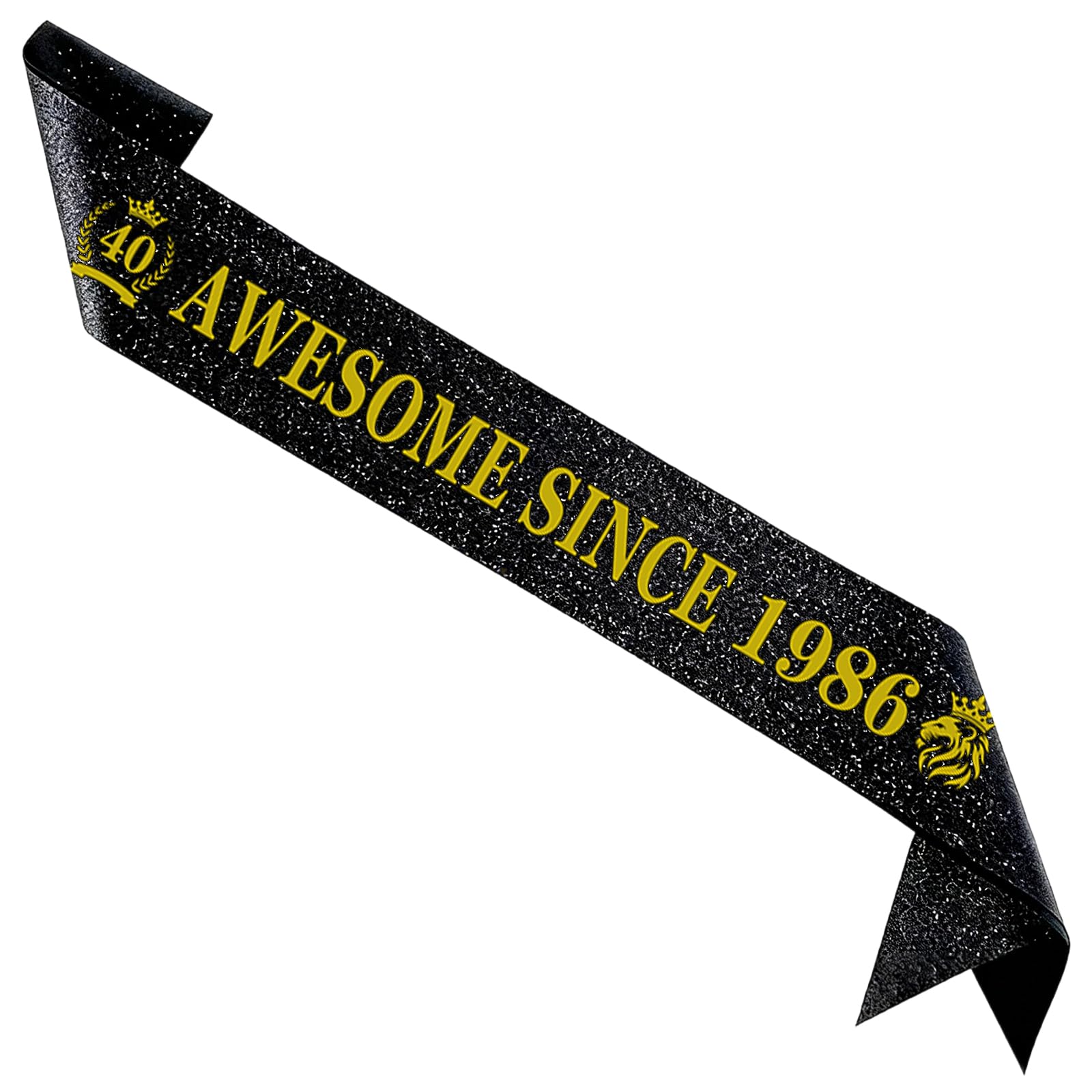 PartyforU 40th Birthday Sash, Awesome Since 1986 Gold and Black Birthday Decorations Sash, Happy 40 Years Old Birthday Gifts Party Favors for Men Him