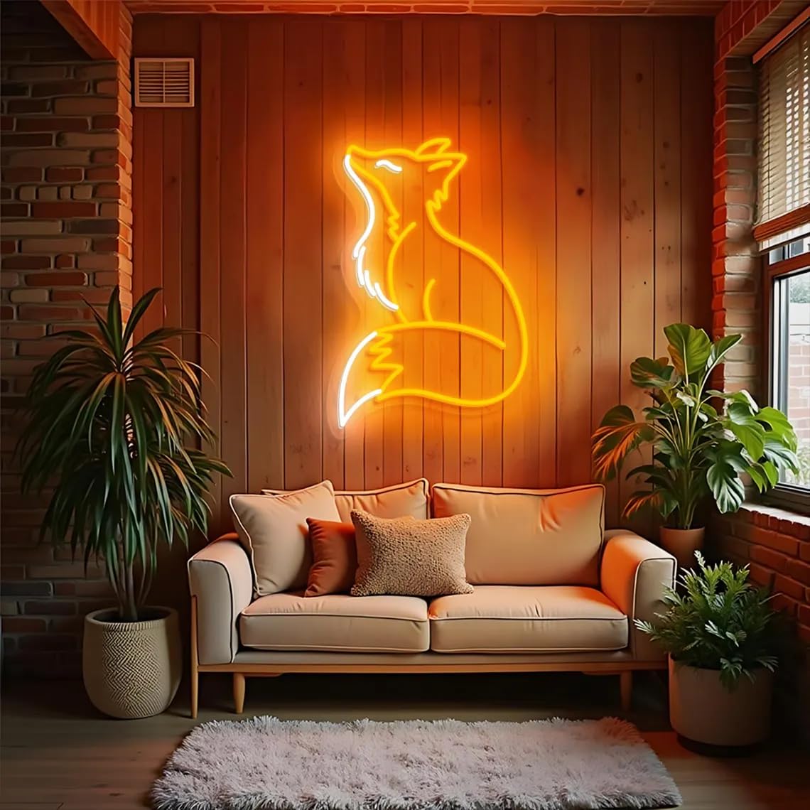 Fuchs Neon Schild Orange Fuchs Wandkunst LED Wandleuchte für Wohnzimmer Kinderzimmer Wald Kinderzimmer Spielzimmer Dekor Bar Ästhetisches LED Neon Licht